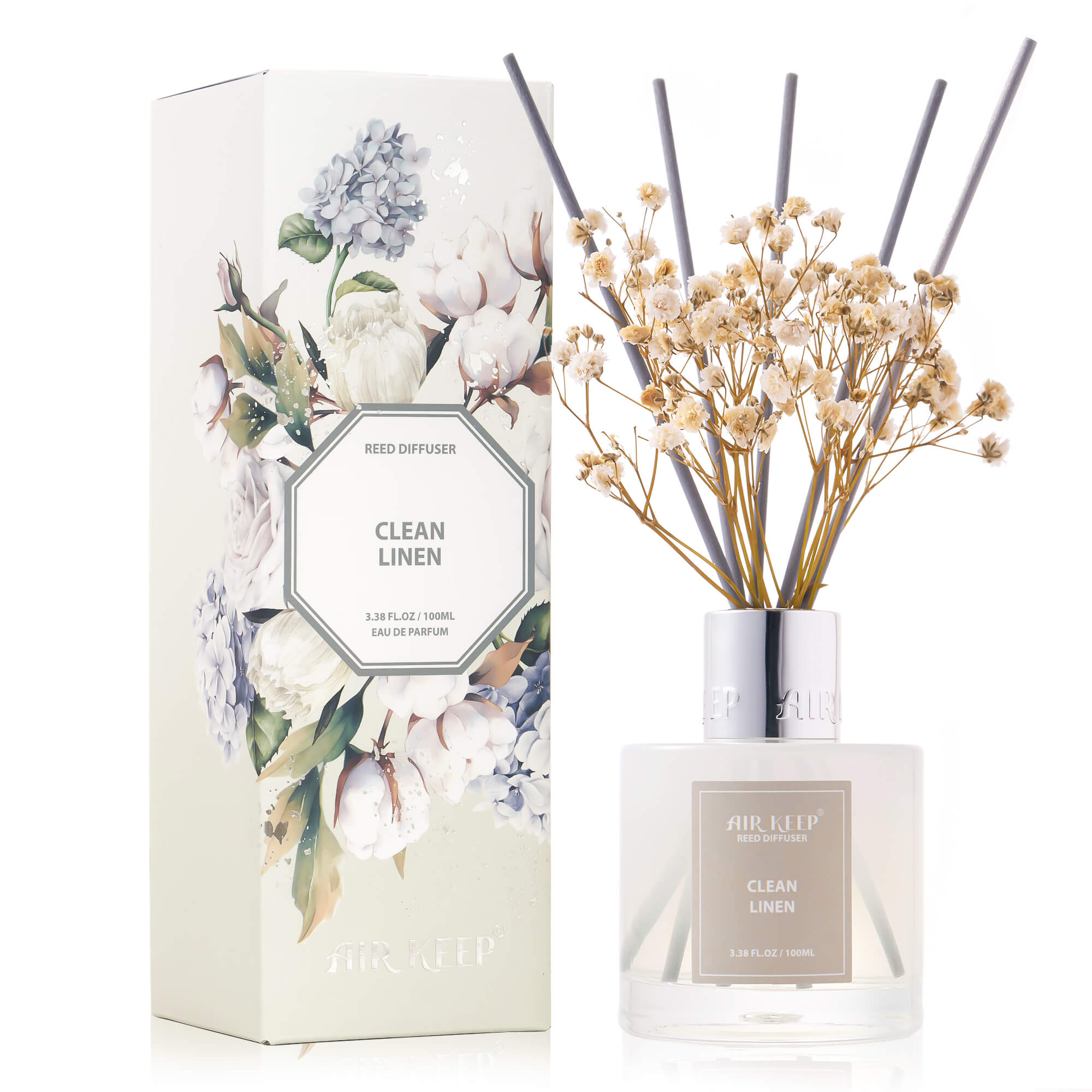 Airkeep Clean Linen Reed Diffuser Set