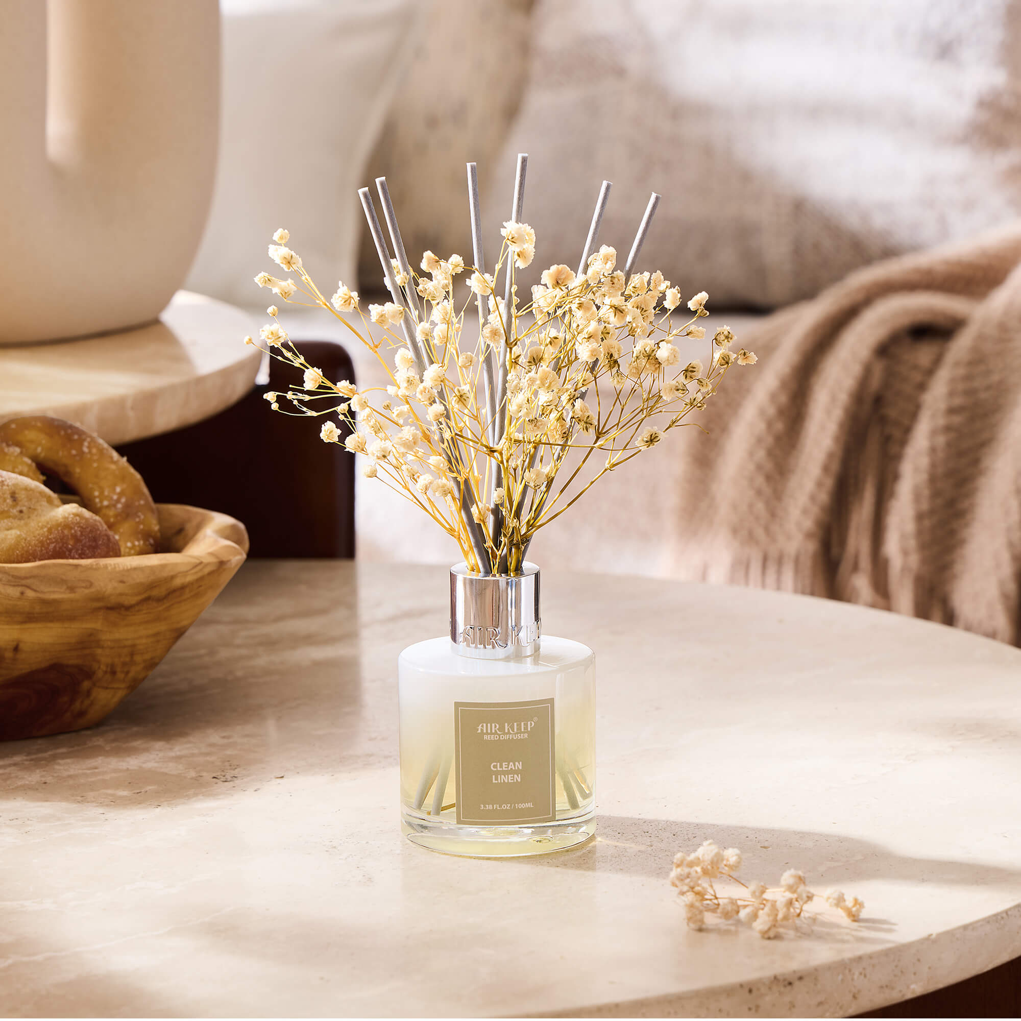 Airkeep Clean Linen Reed Diffuser Set