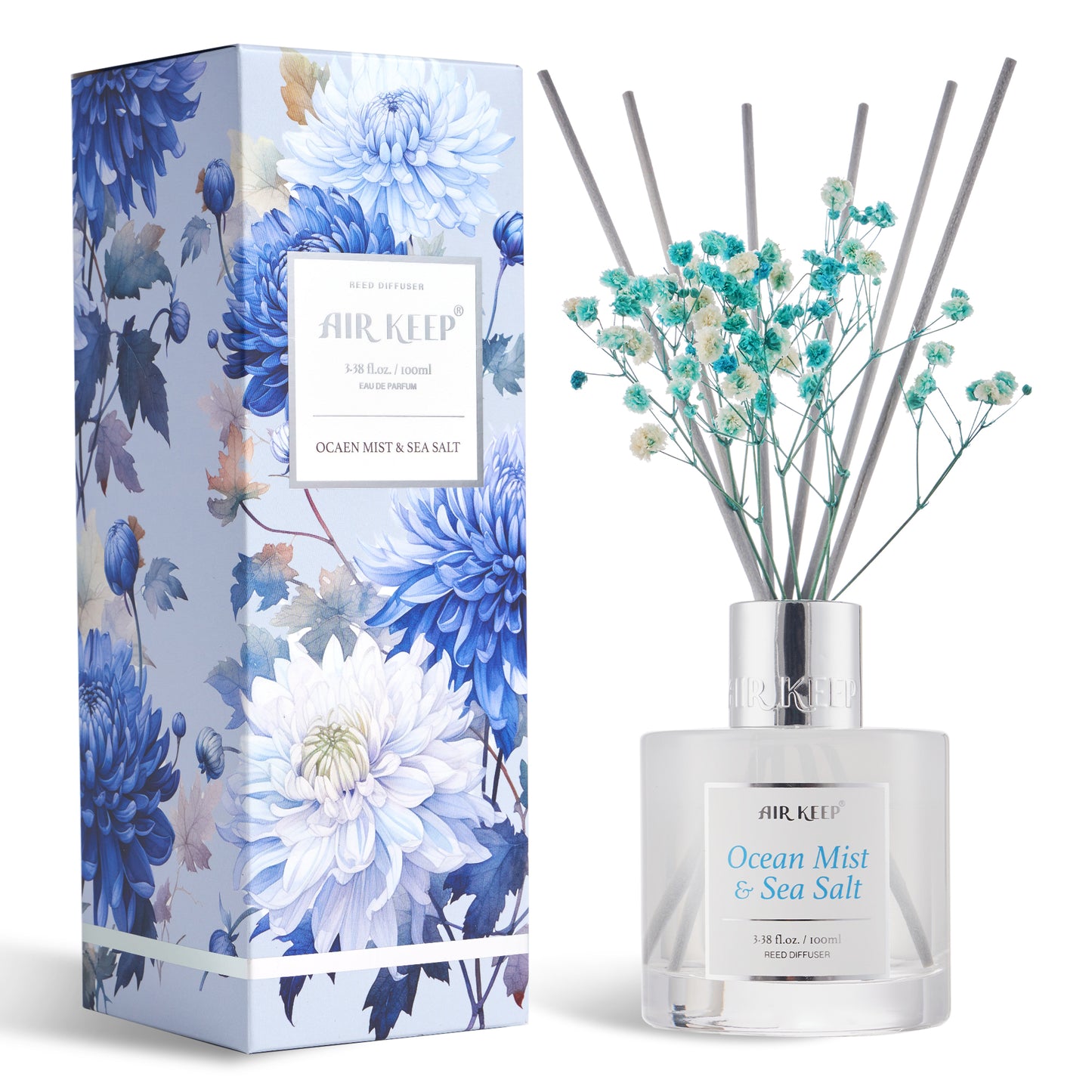 Airkeep Ocean Mist & Sea Salt Reed Diffuser Set 3.38 fl oz