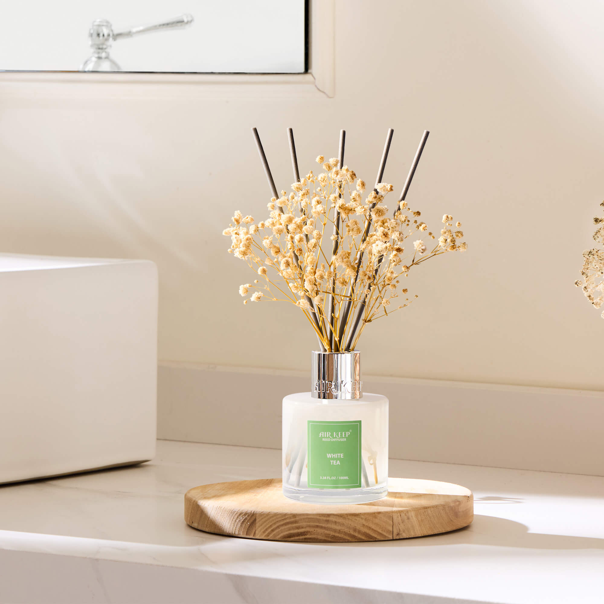 Airkeep White Tea Reed Diffuser Set