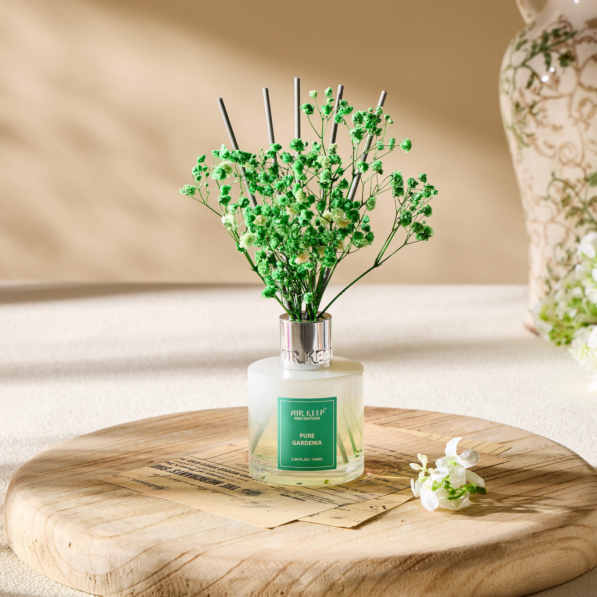 Airkeep Pure Gardenia Reed Diffuser Set