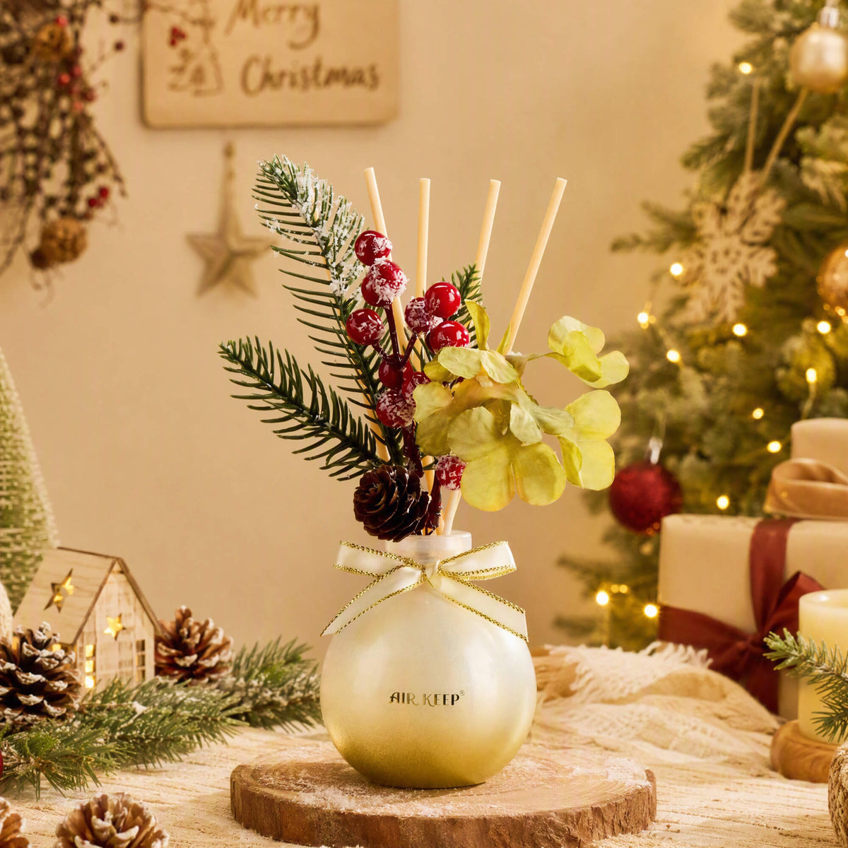 Airkeep Balsam&Fir Christmas Round Bottle 150ml Reed Diffuser