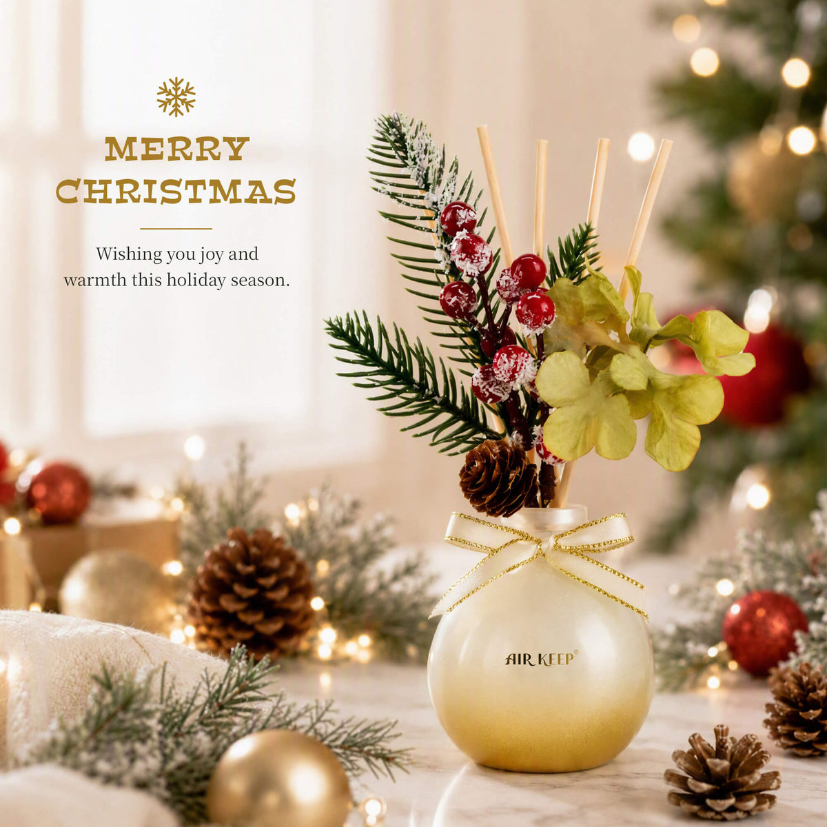 Airkeep Balsam&Fir Christmas Round Bottle 150ml Reed Diffuser