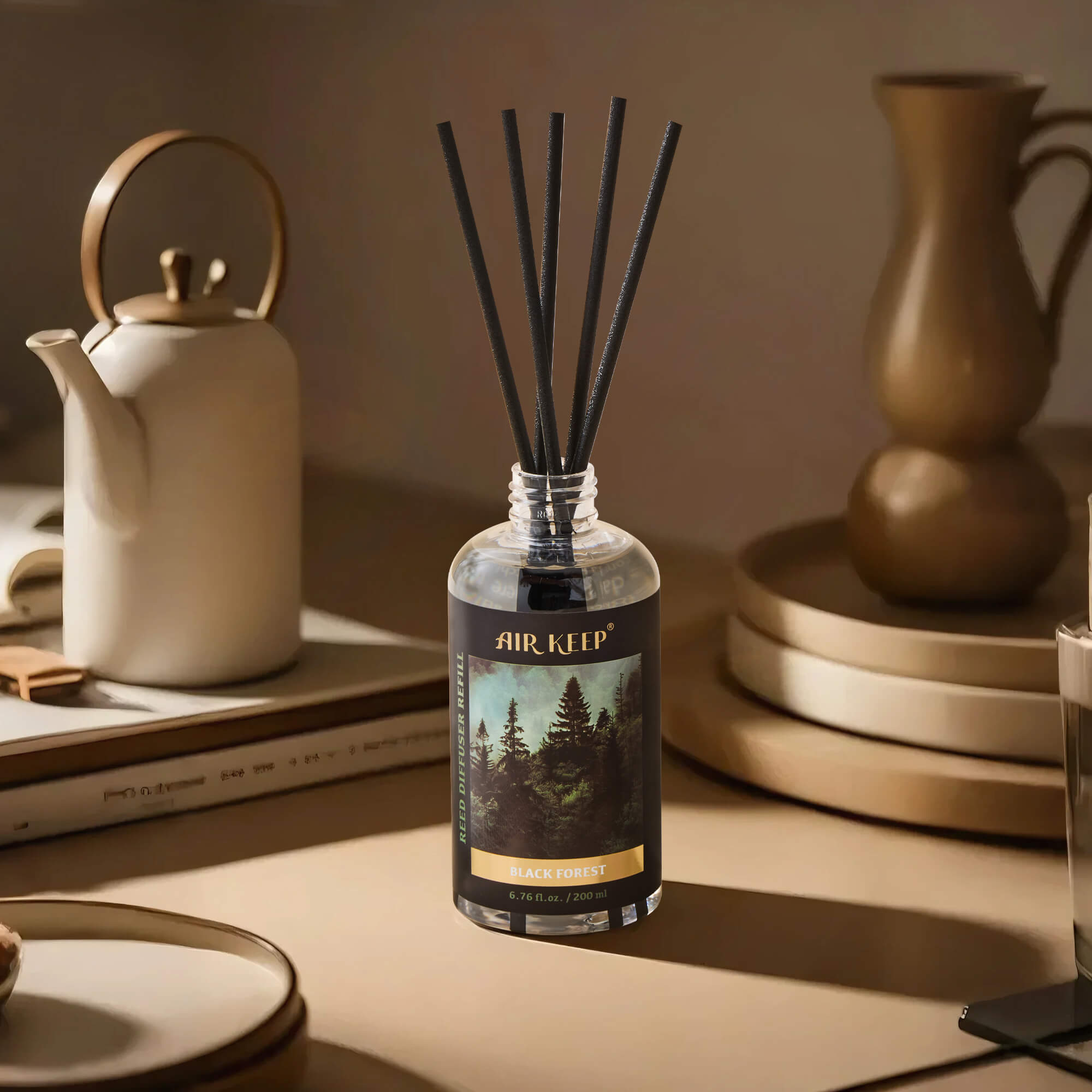 Airkeep Black Forest Reed Diffuser Oil Refill with Diffuser Sticks
