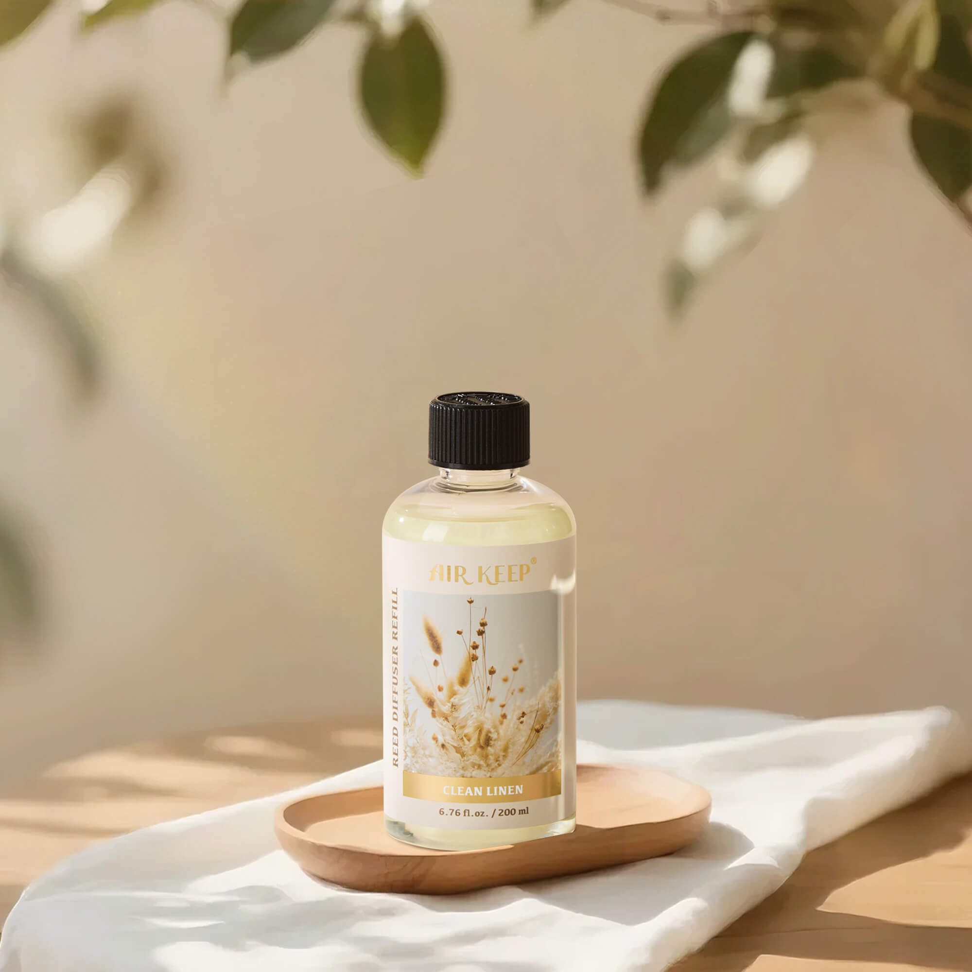 Airkeep Clean Linen Reed Diffuser Oil Refill with Diffuser Sticks