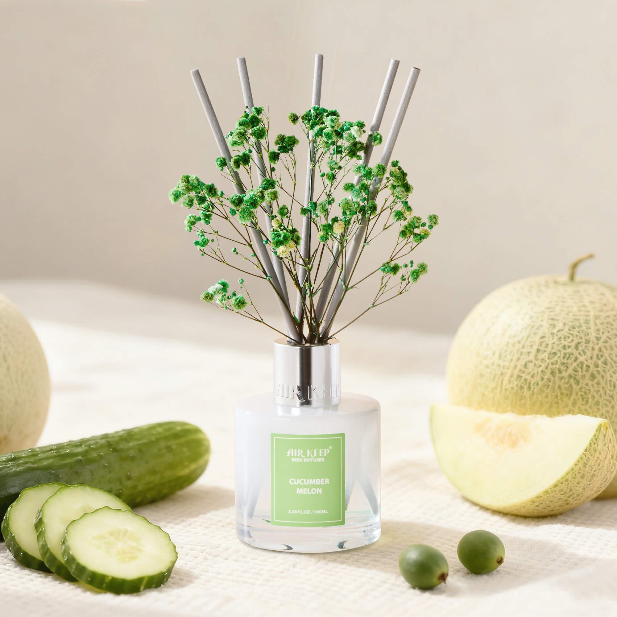 Airkeep Cucumber Melon Reed Diffuser Set