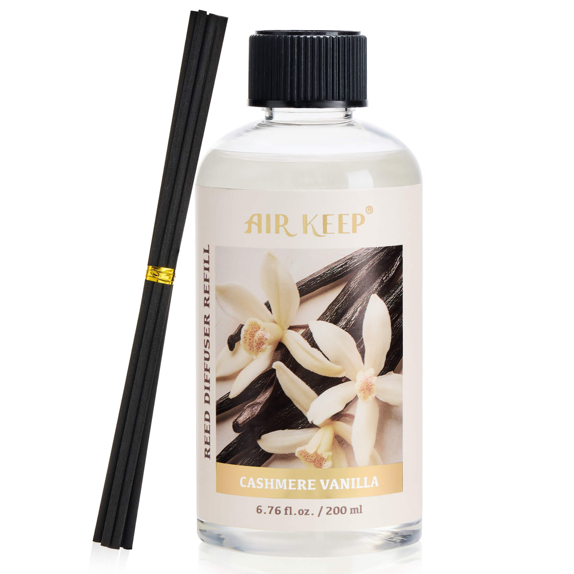 Airkeep Cashmere Vanilla Reed Diffuser Oil Refill with Diffuser Sticks