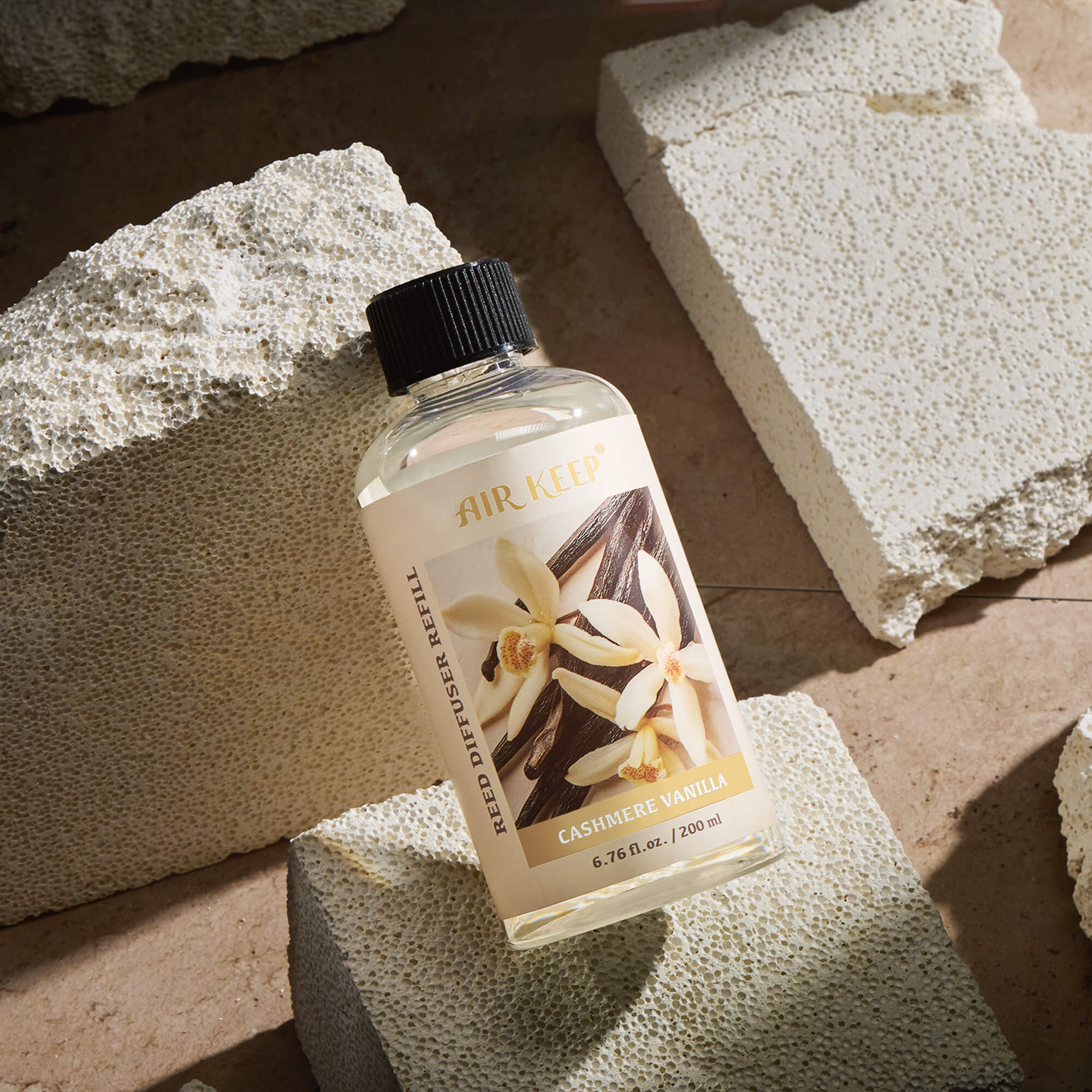 Airkeep Cashmere Vanilla Reed Diffuser Oil Refill with Diffuser Sticks