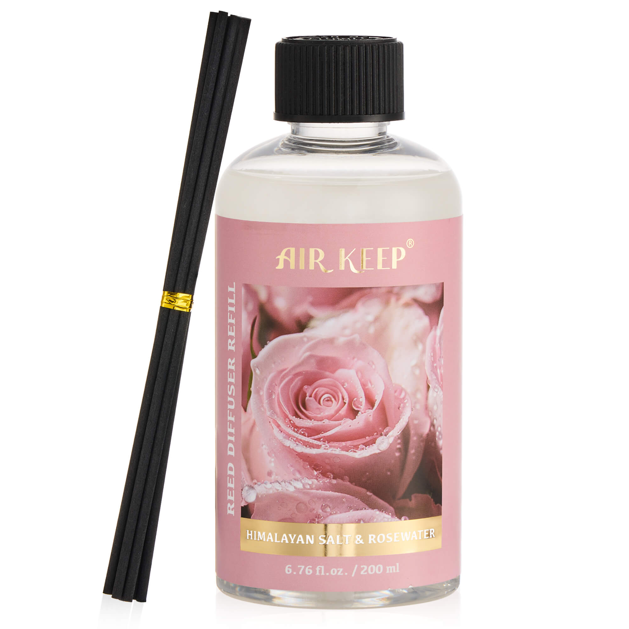 Airkeep Rose Water Reed Diffuser Oil Refill with Diffuser Sticks