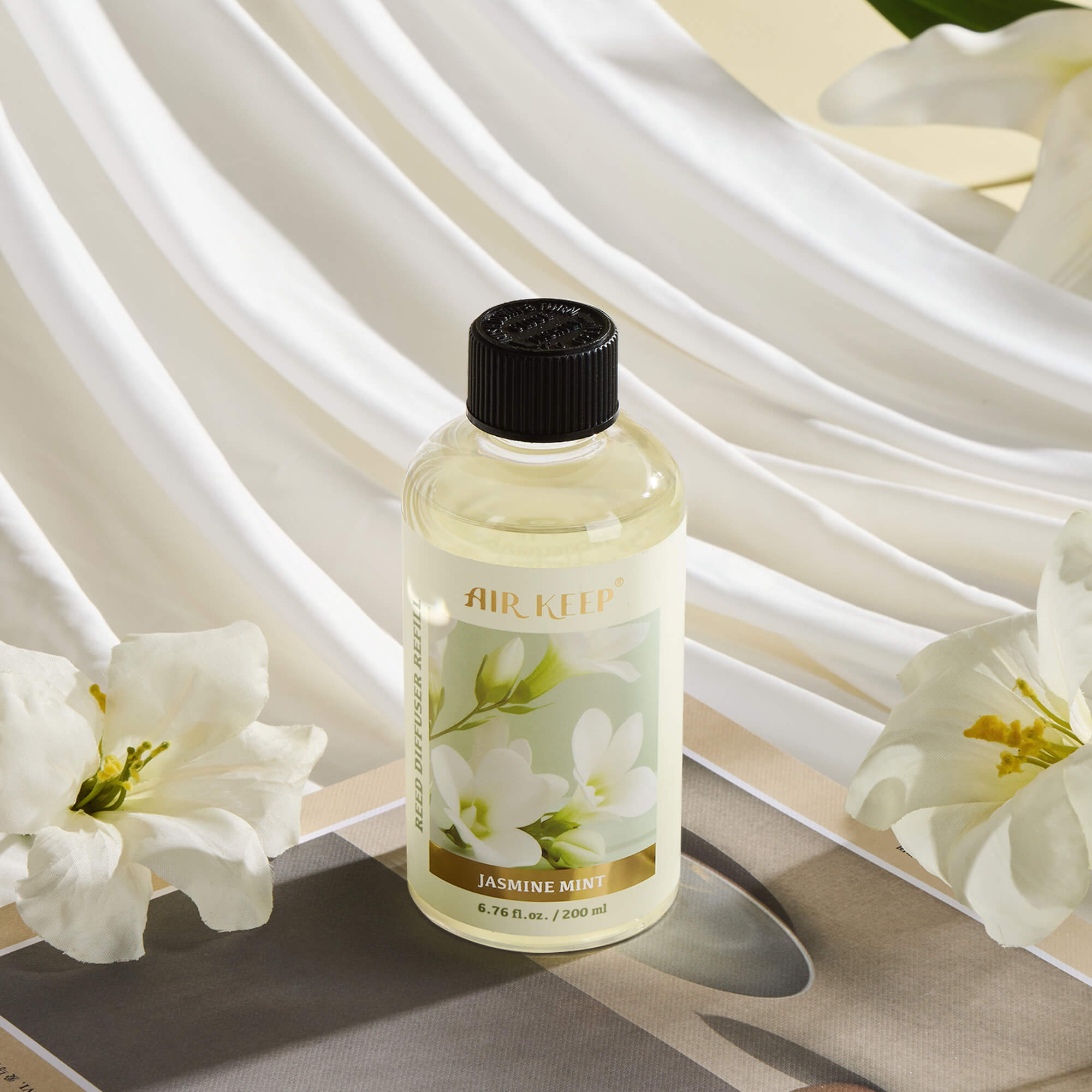 Airkeep Jasmine Mint Reed Diffuser Oil Refill with Diffuser Sticks