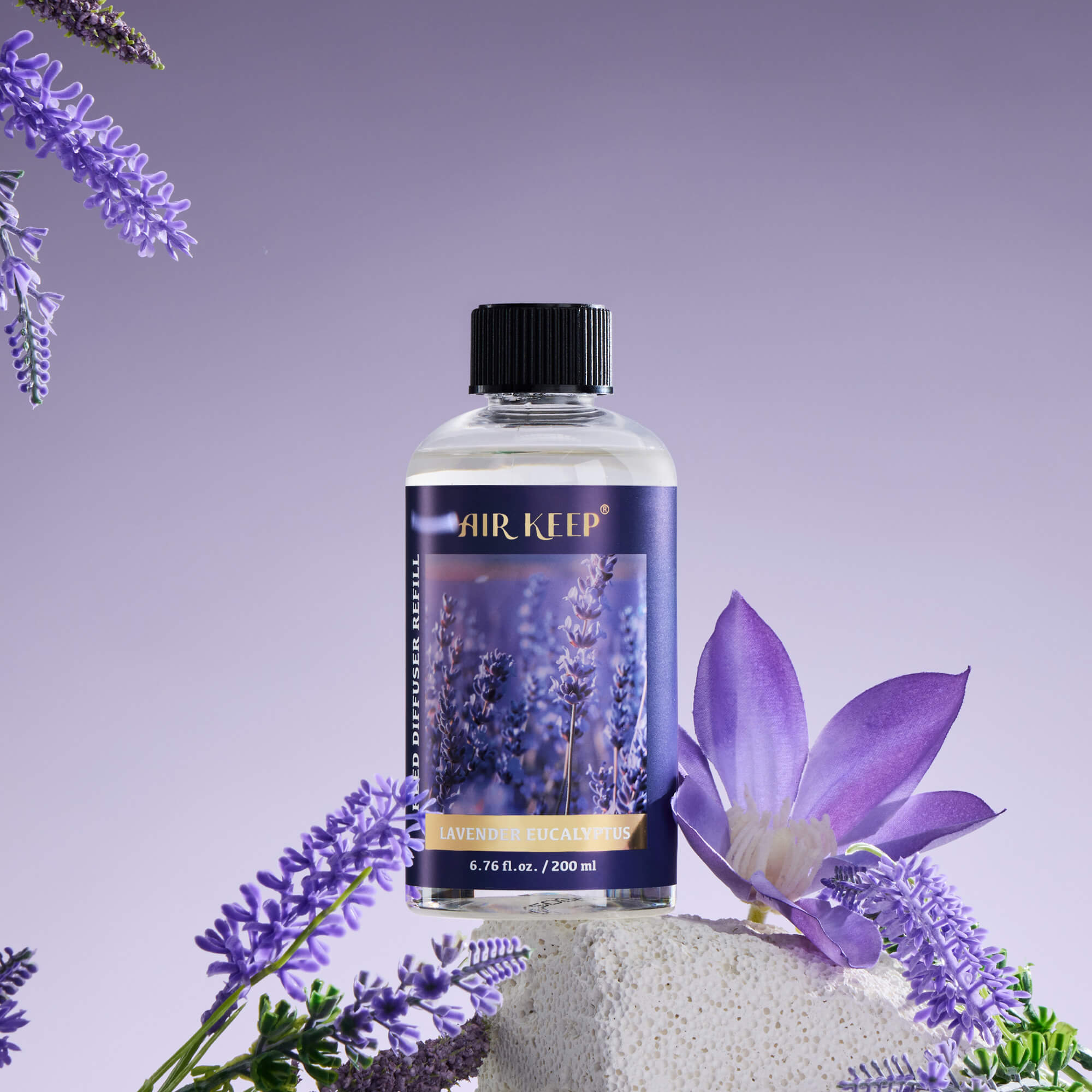 Airkeep Lavender Eucalyptus Reed Diffuser Oil Refill with Diffuser Sticks