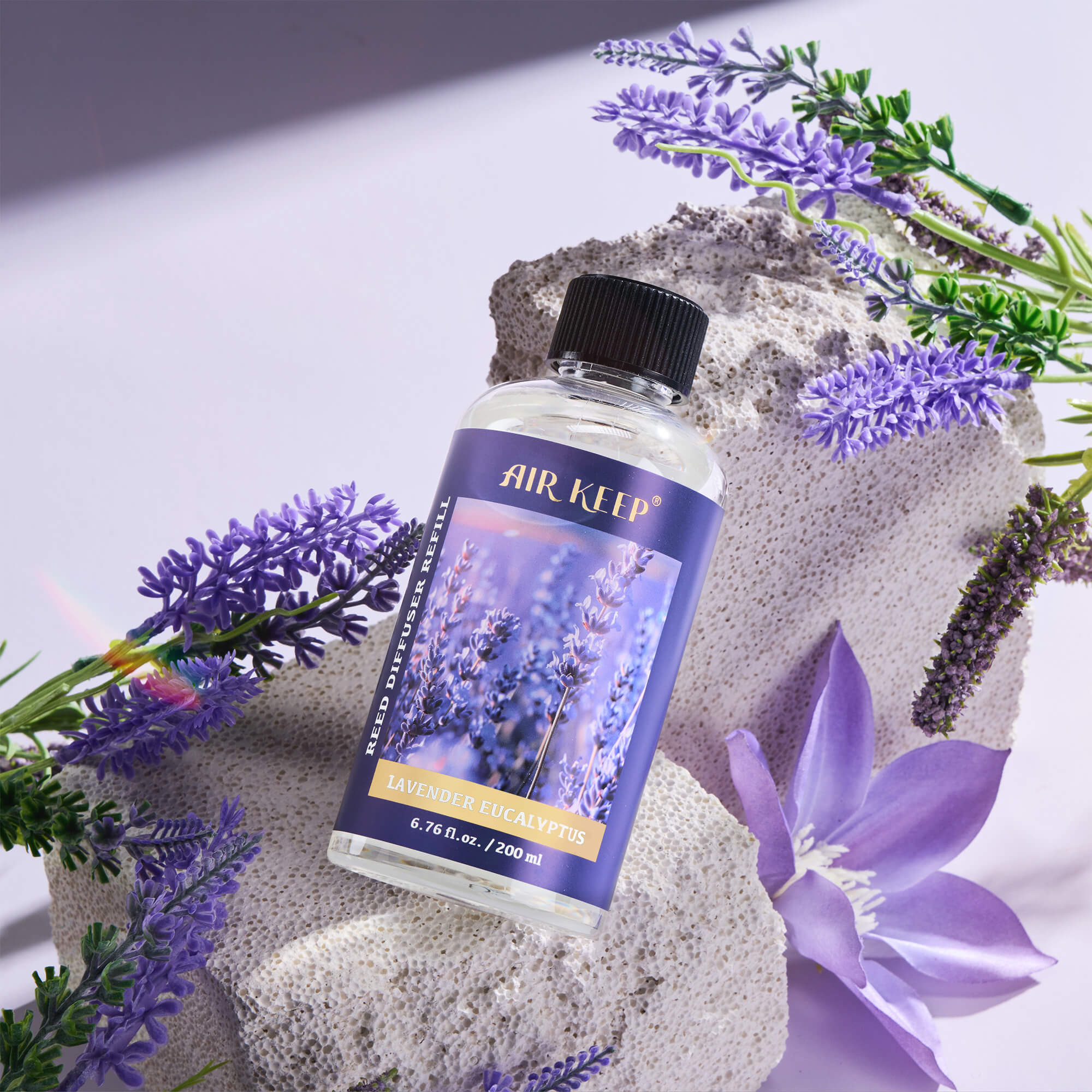 Airkeep Lavender Eucalyptus Reed Diffuser Oil Refill with Diffuser Sticks