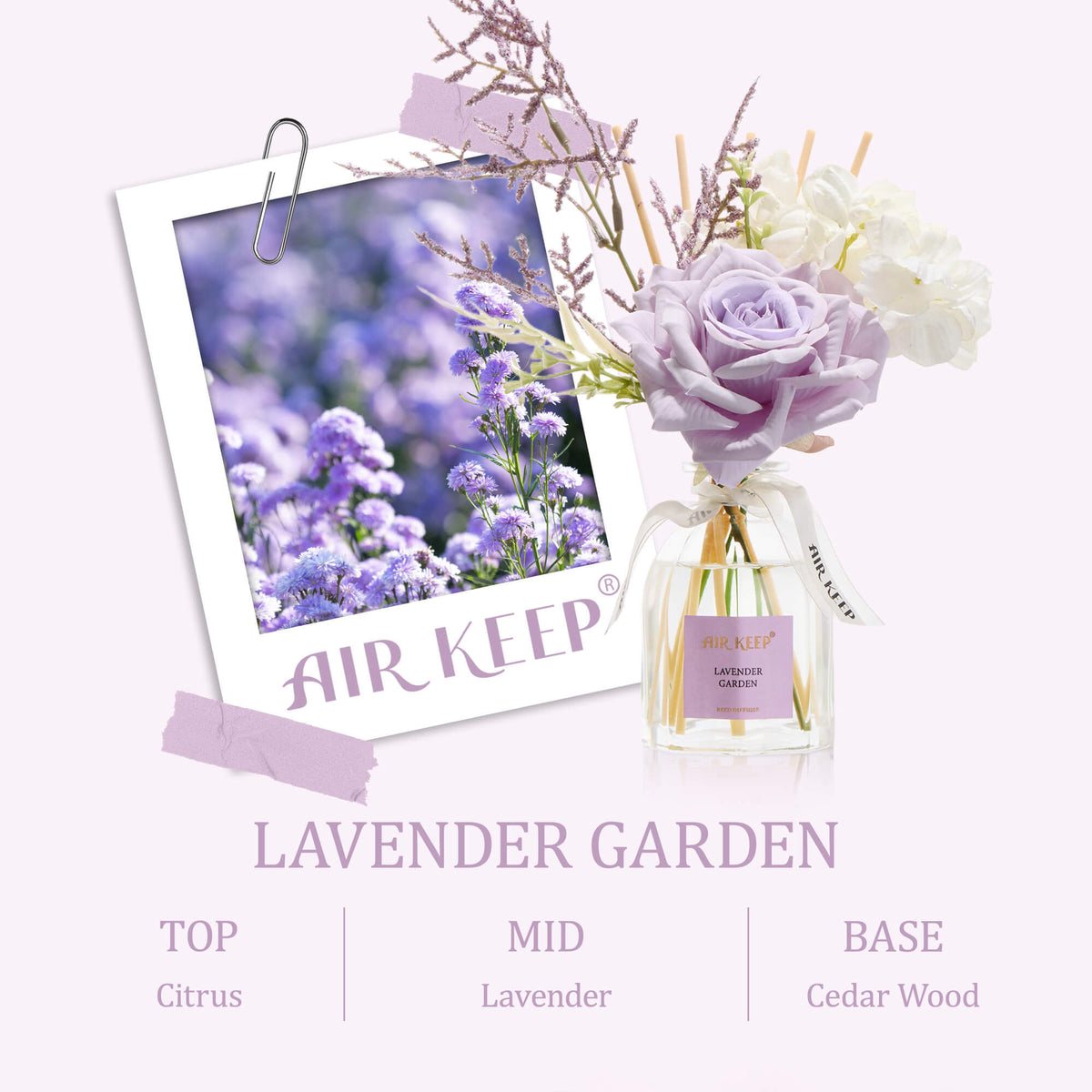 Airkeep Lavender Garden Floral 120ml Reed Diffuser
