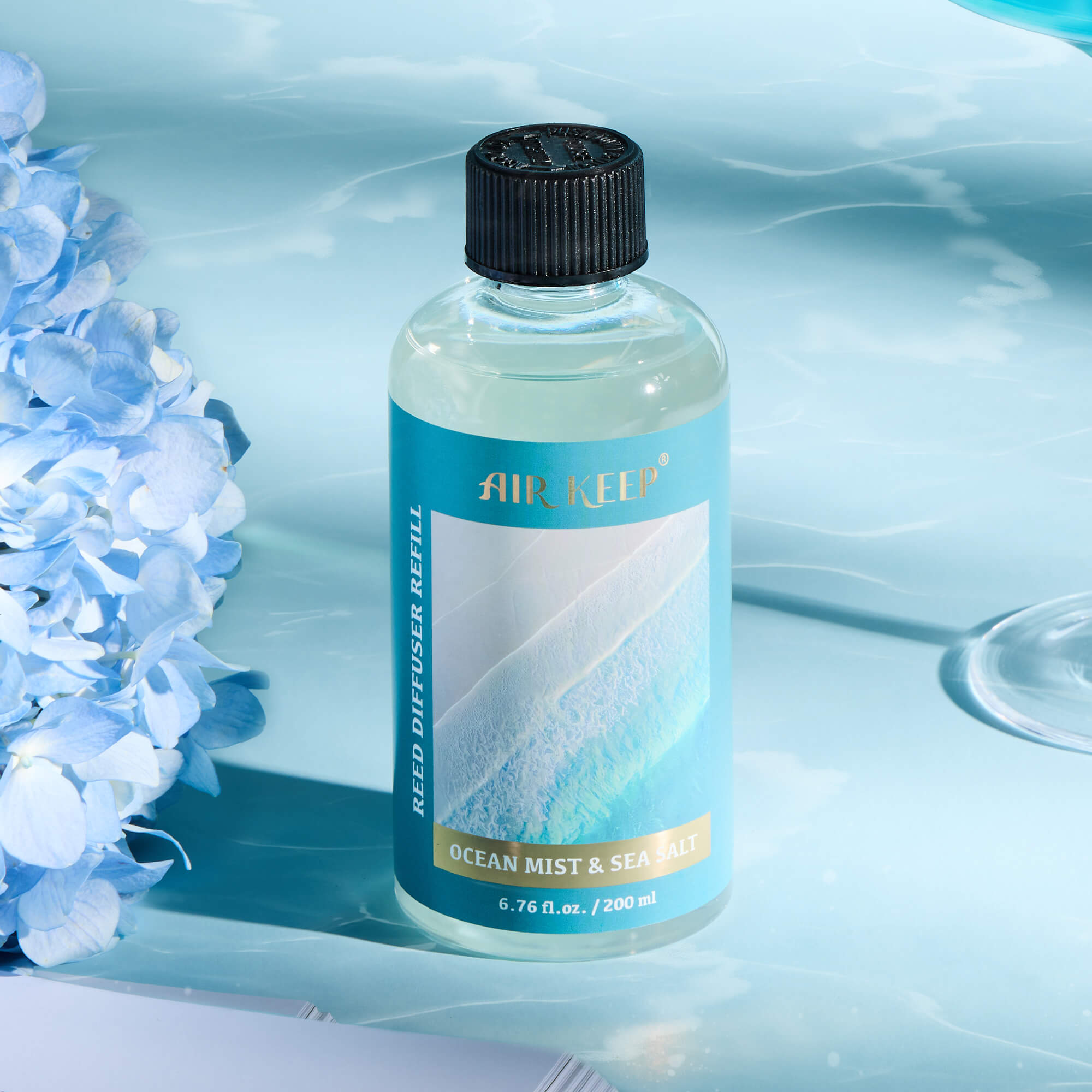 Airkeep Ocean Mist&Sea Salt Scented Oils Reed Diffuser Oil Refill with Diffuser Sticks