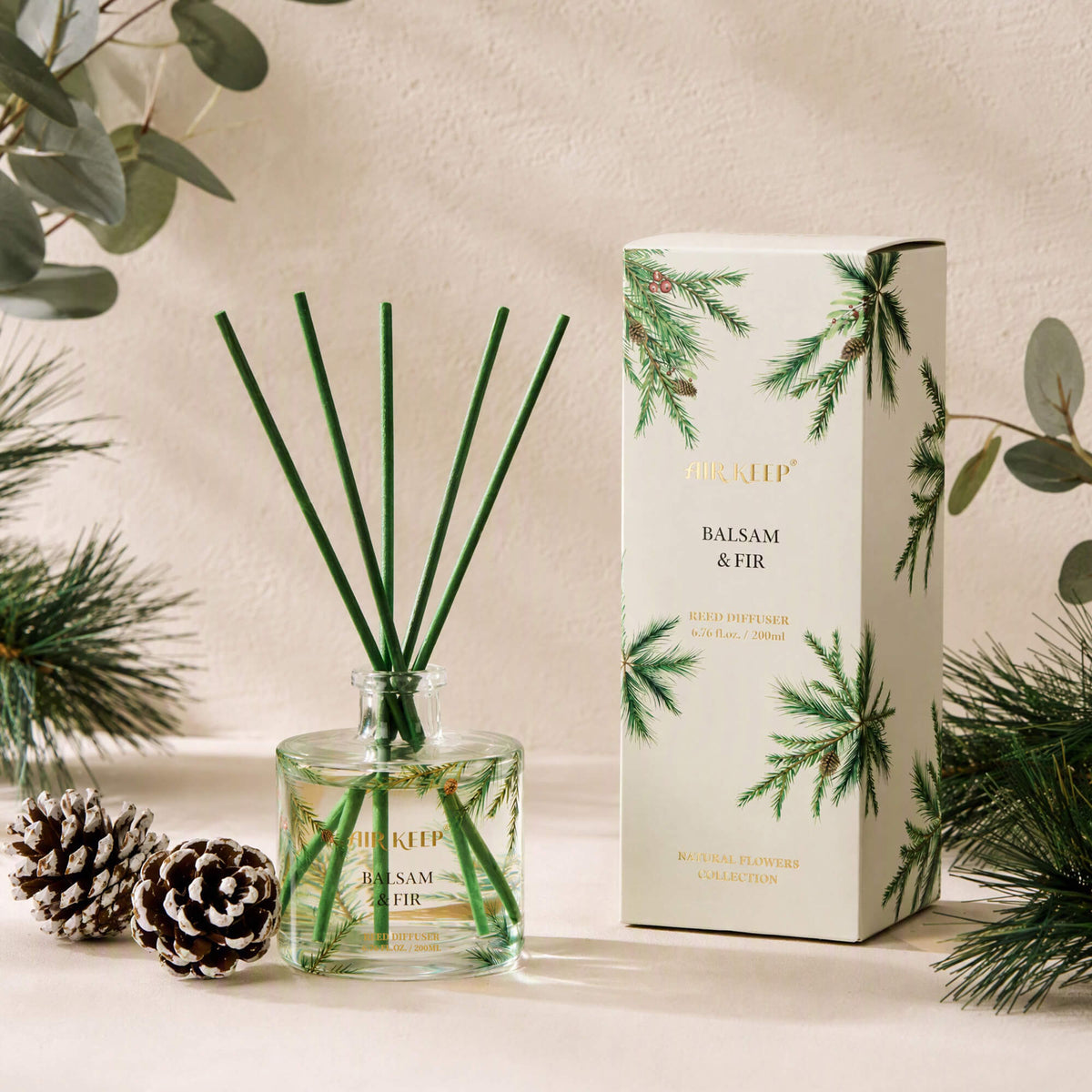 Airkeep Balsam&Fir Decorative Glass 200ml Reed Diffuser