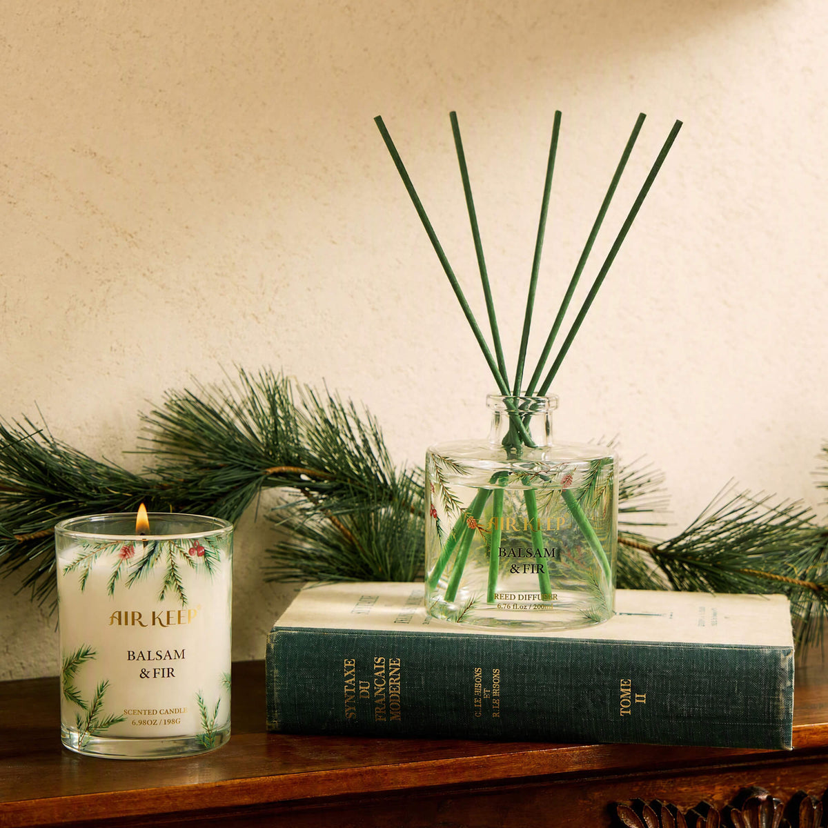 Airkeep Balsam&Fir Decorative Glass 200ml Reed Diffuser