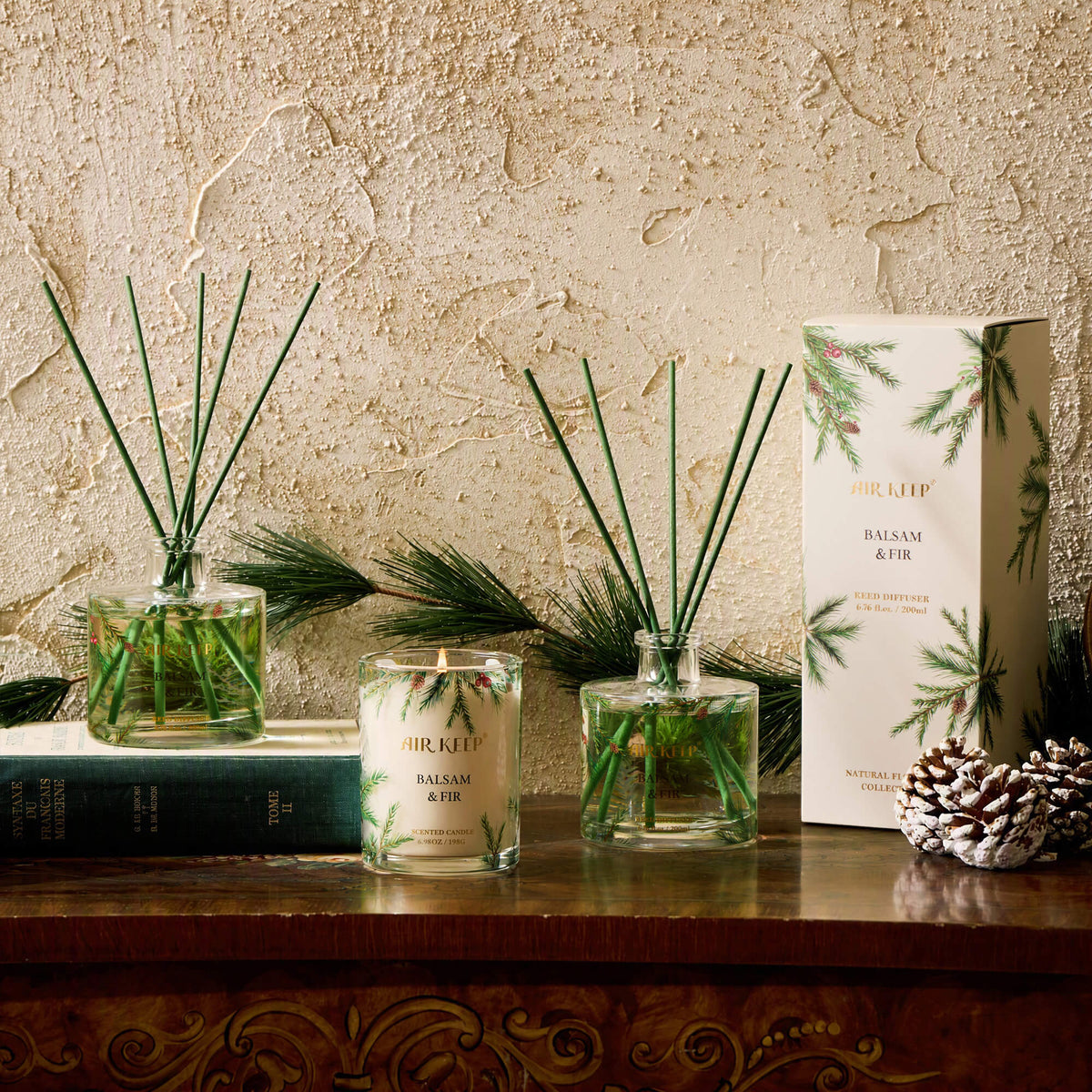 Airkeep Balsam&Fir Decorative Glass 200ml Reed Diffuser