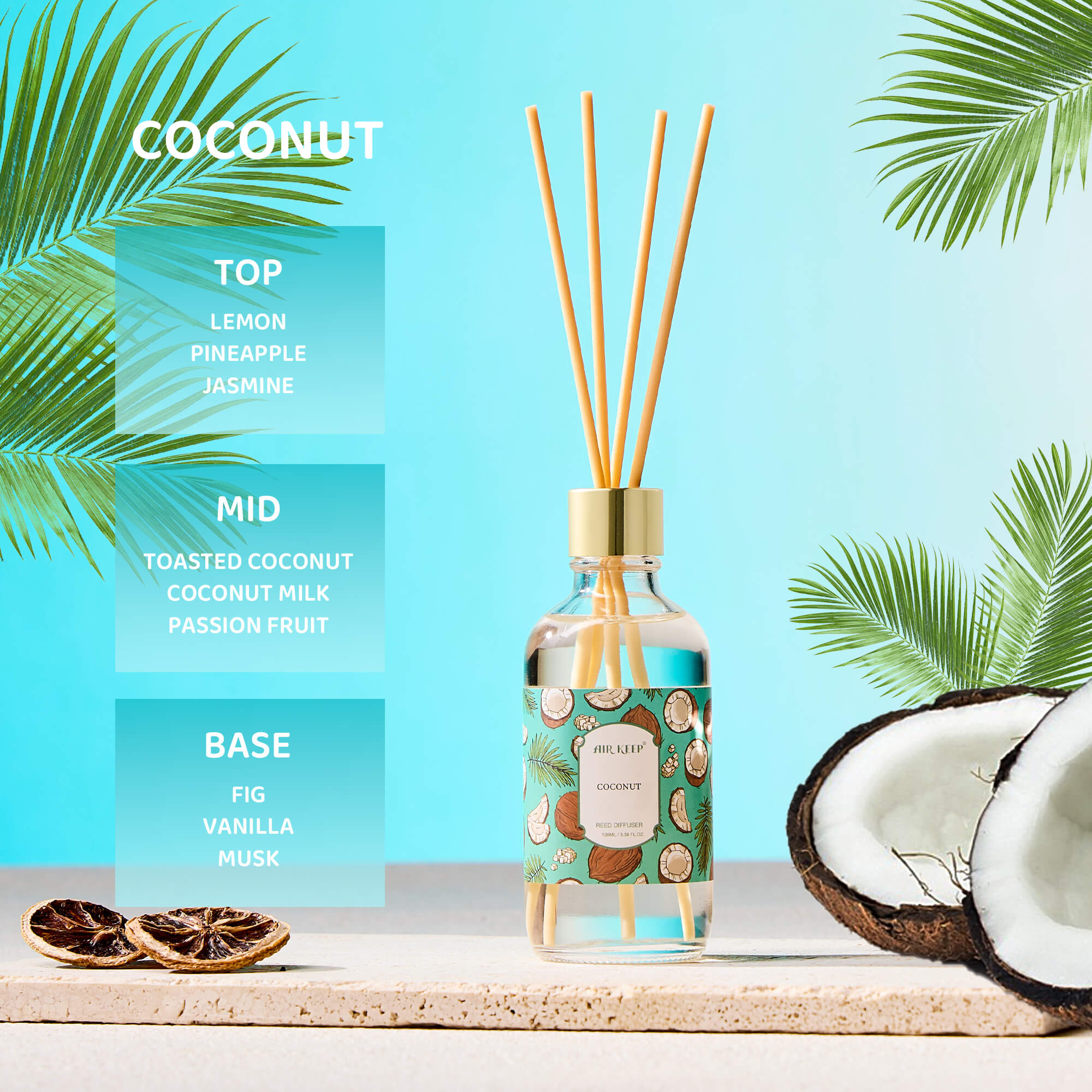 Airkeep Coconut Reed Diffuser Oil Set