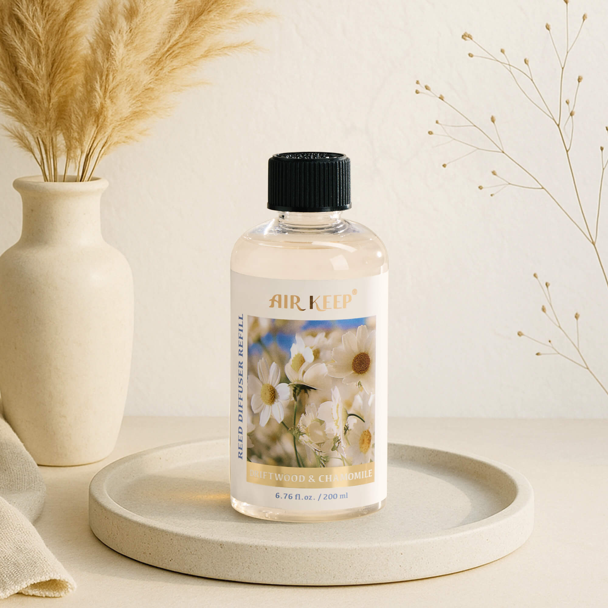 Airkeep DRIFTWOOD & CHAMOMILE Reed Diffuser Oil Refill with Diffuser Sticks