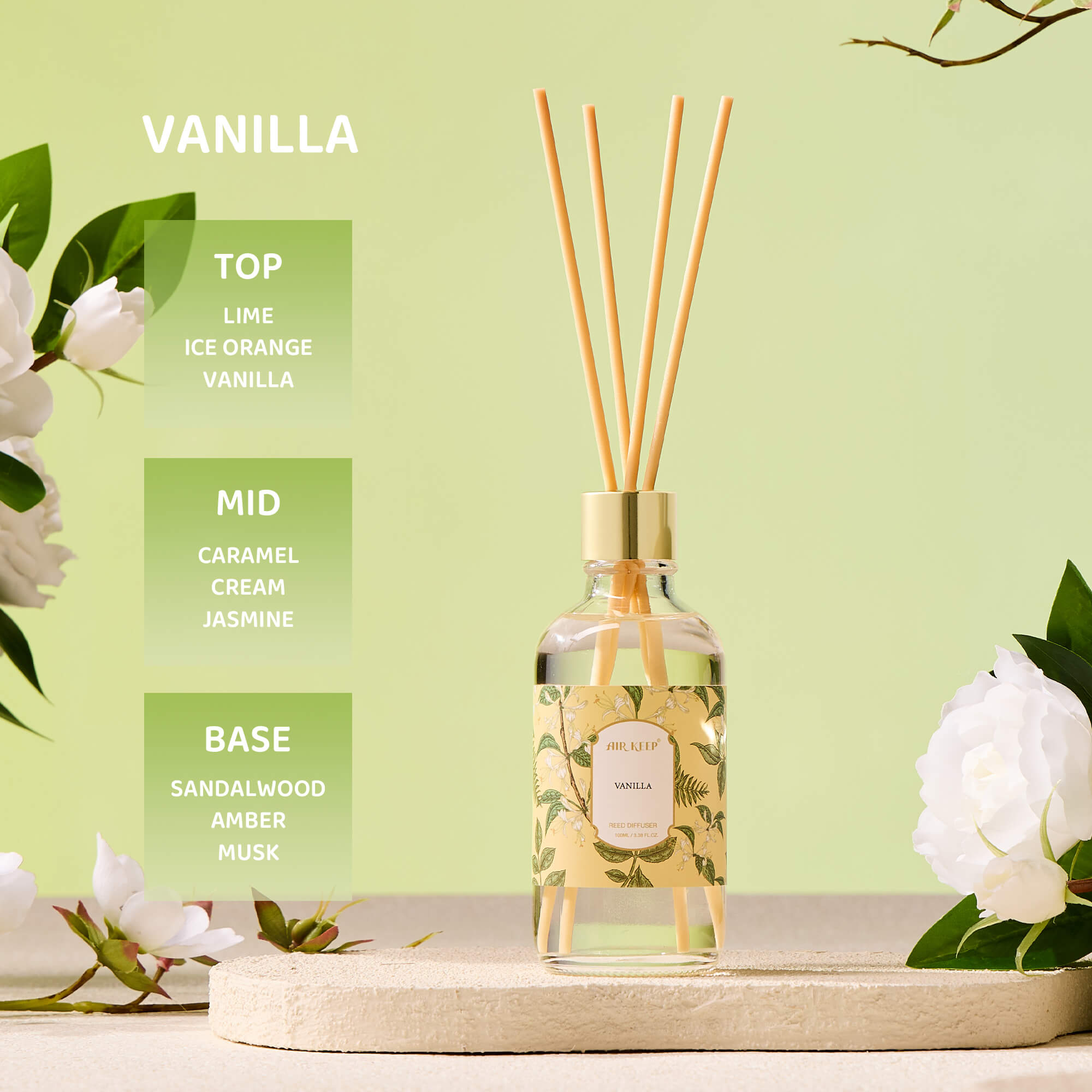 Airkeep Vanilla Reed Diffuser Oil Set