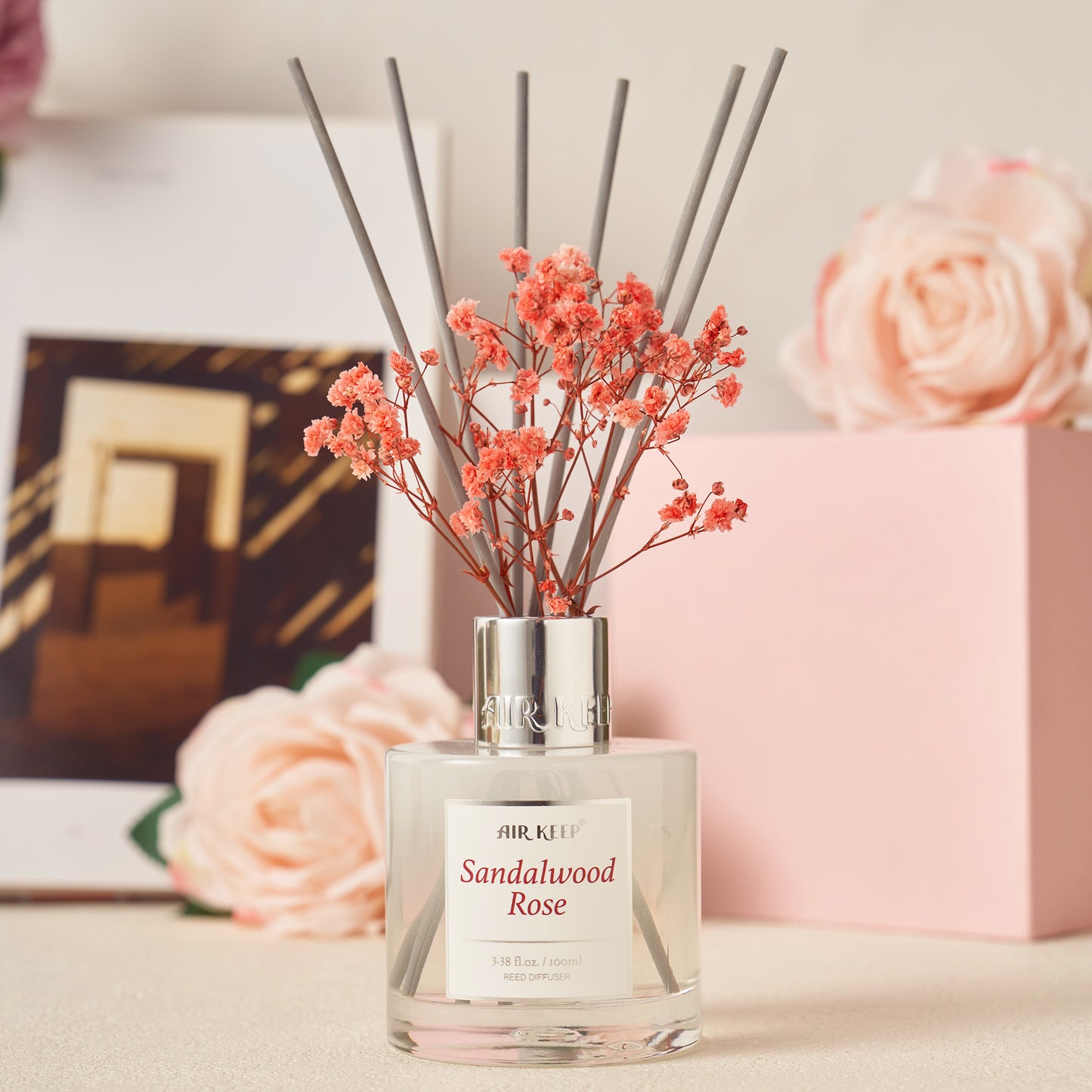 Airkeep Sandalwood Rose Reed Diffuser Set 3.38 fl oz