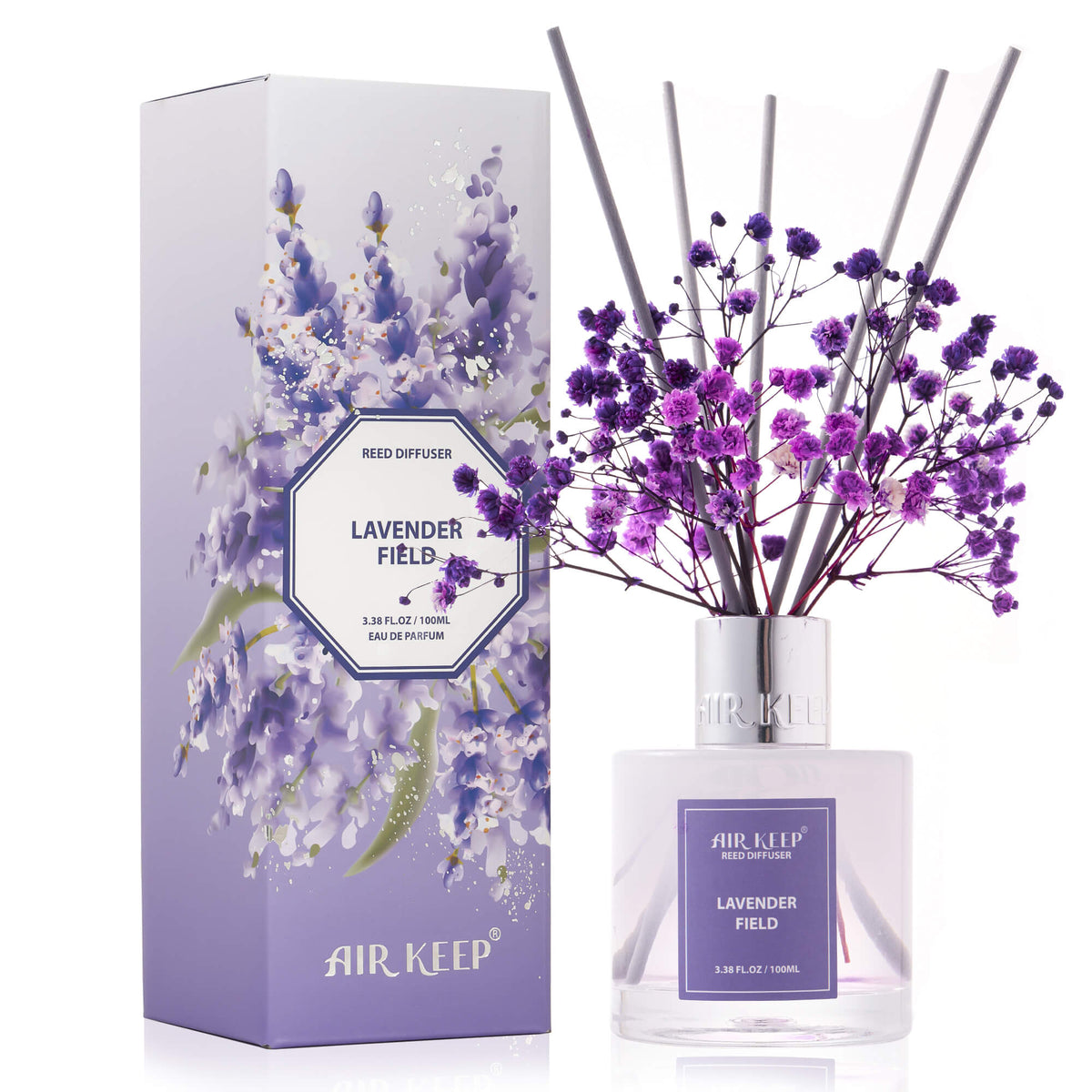 Airkeep Lavender Field Reed Diffuser Set