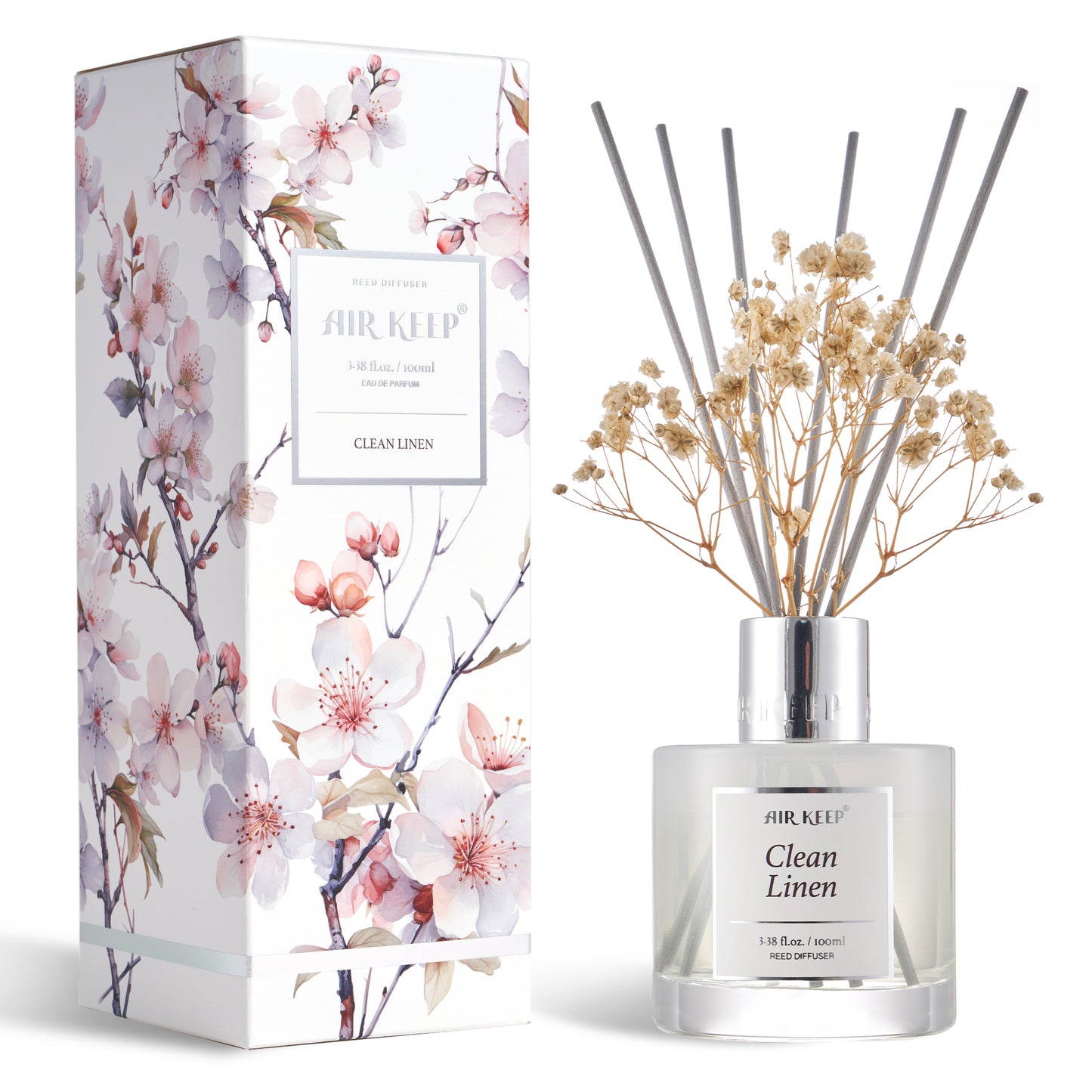 Airkeep Clean Linen Reed Diffuser Set 3.38 fl oz