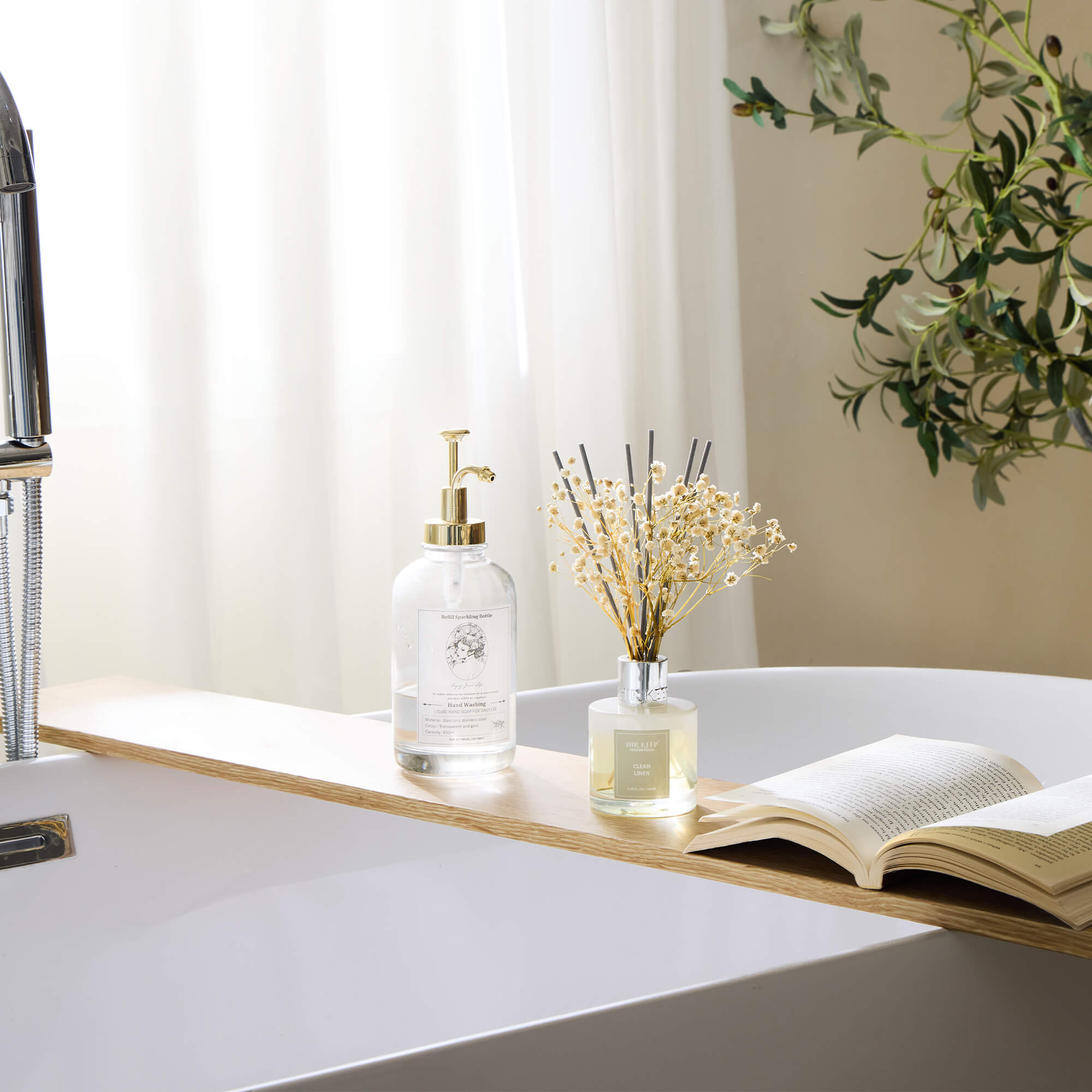 Airkeep Clean Linen Reed Diffuser Set