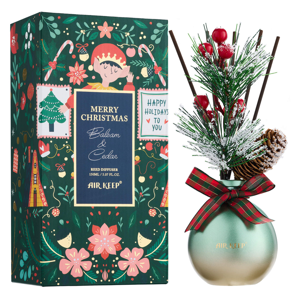 Airkeep Balsam&Cedar Christmas Round Bottle  150ml Reed Diffuser