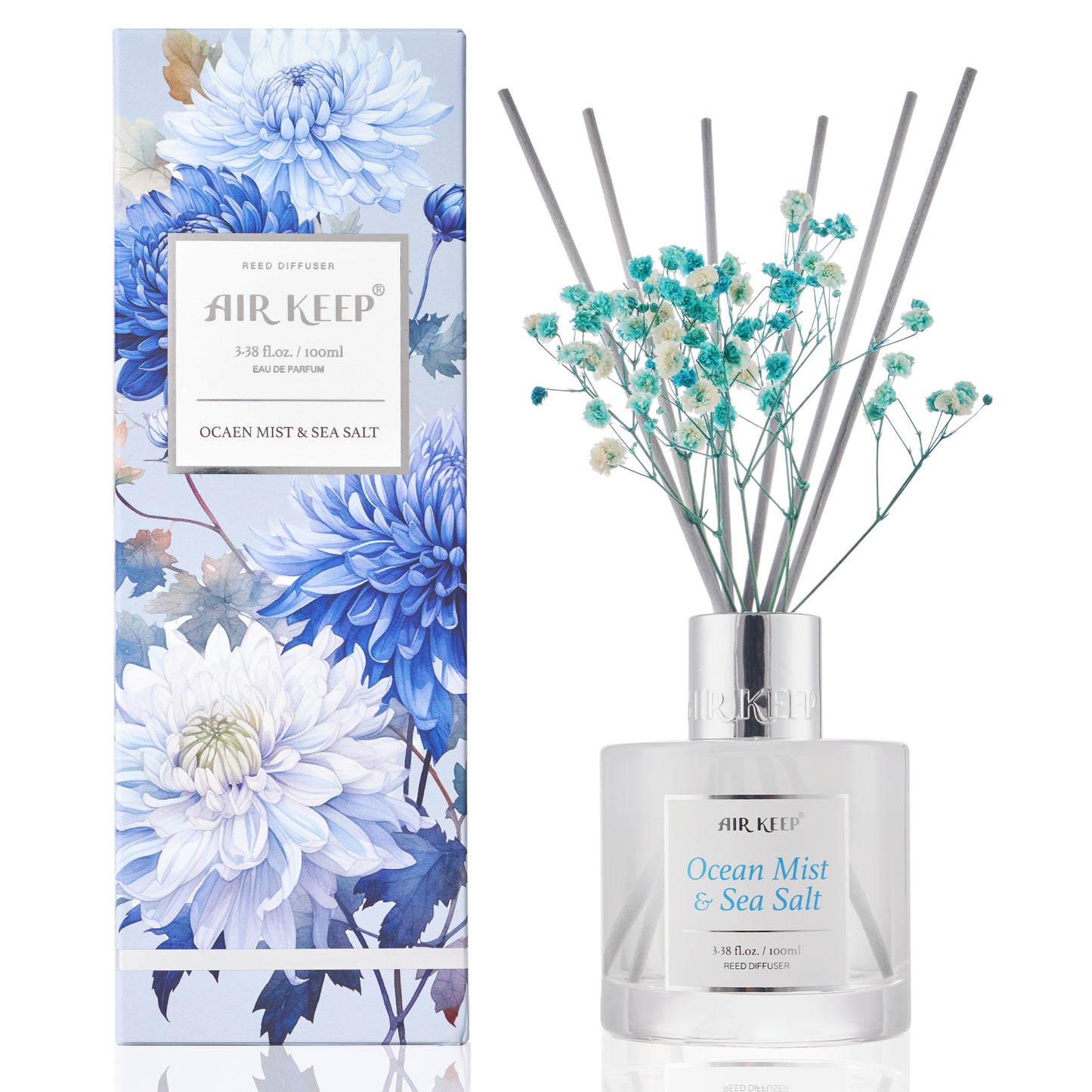 Airkeep Ocean Mist & Sea Salt Reed Diffuser Set 3.38 fl oz