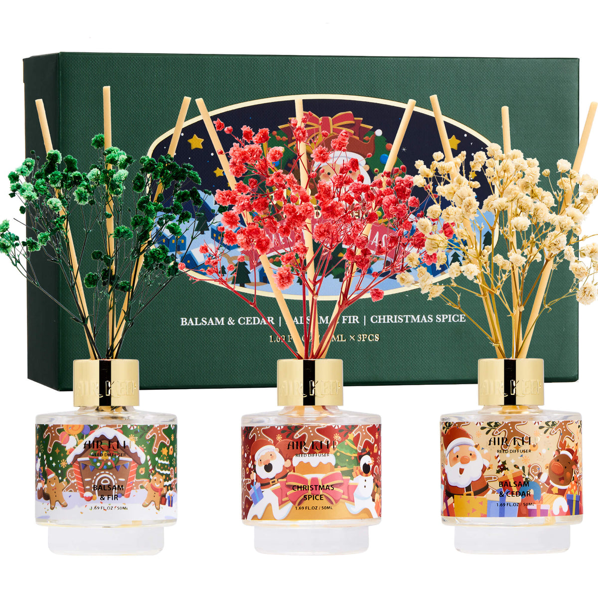Airkeep Balsam&Cedar / Balsam&Fir / Christmas Spice Christmas  Gift Set 3 x 50ml Reed Diffuser