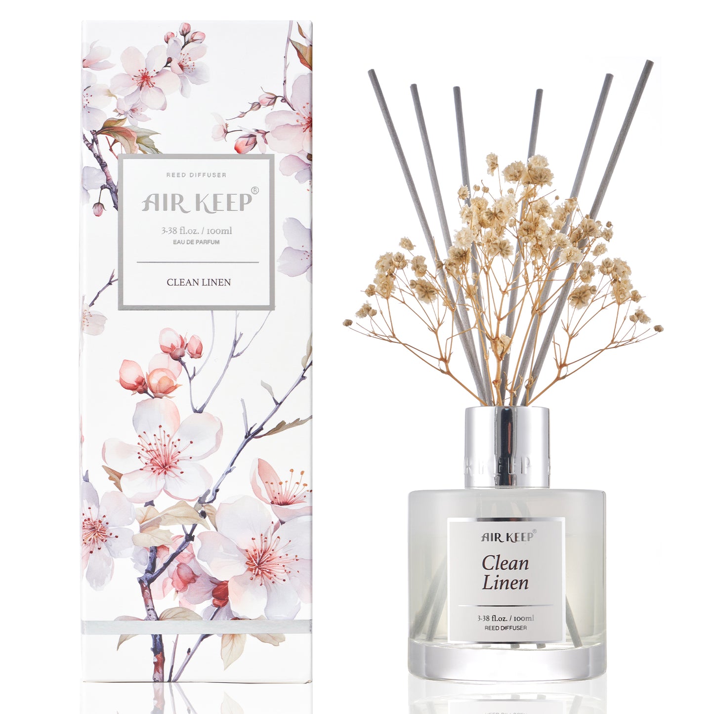 Airkeep Clean Linen Reed Diffuser Set 3.38 fl oz