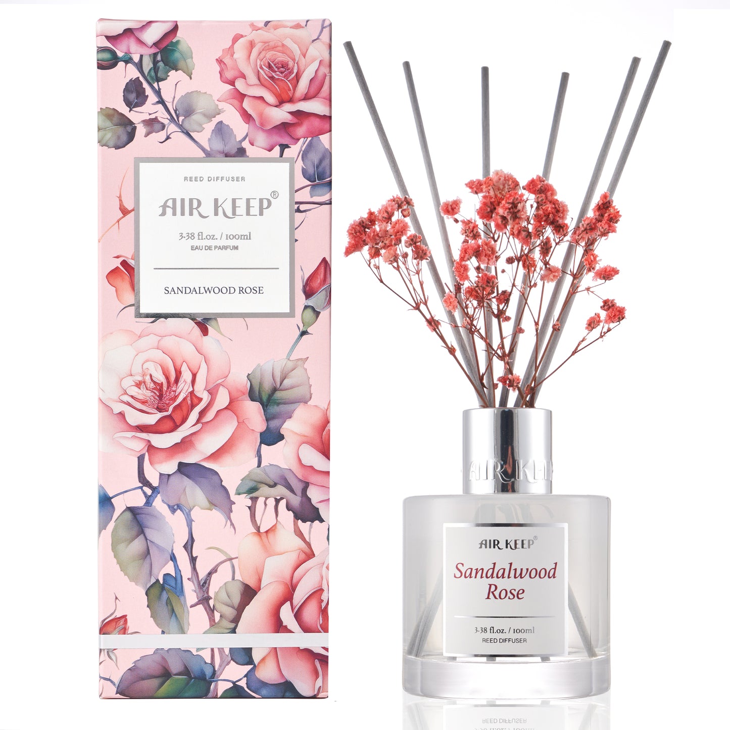 Airkeep Sandalwood Rose Reed Diffuser Set 3.38 fl oz