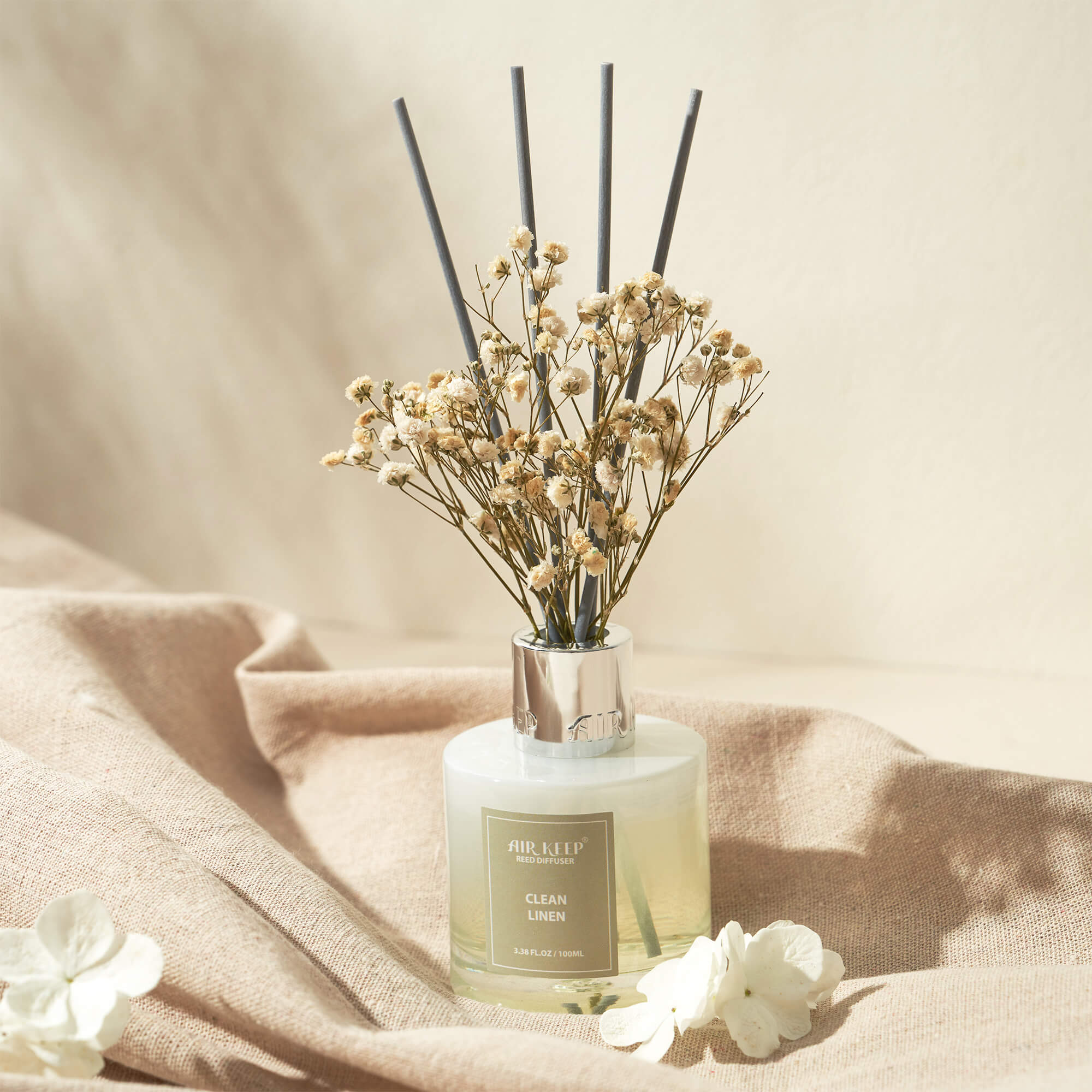 Airkeep Clean Linen Reed Diffuser Set