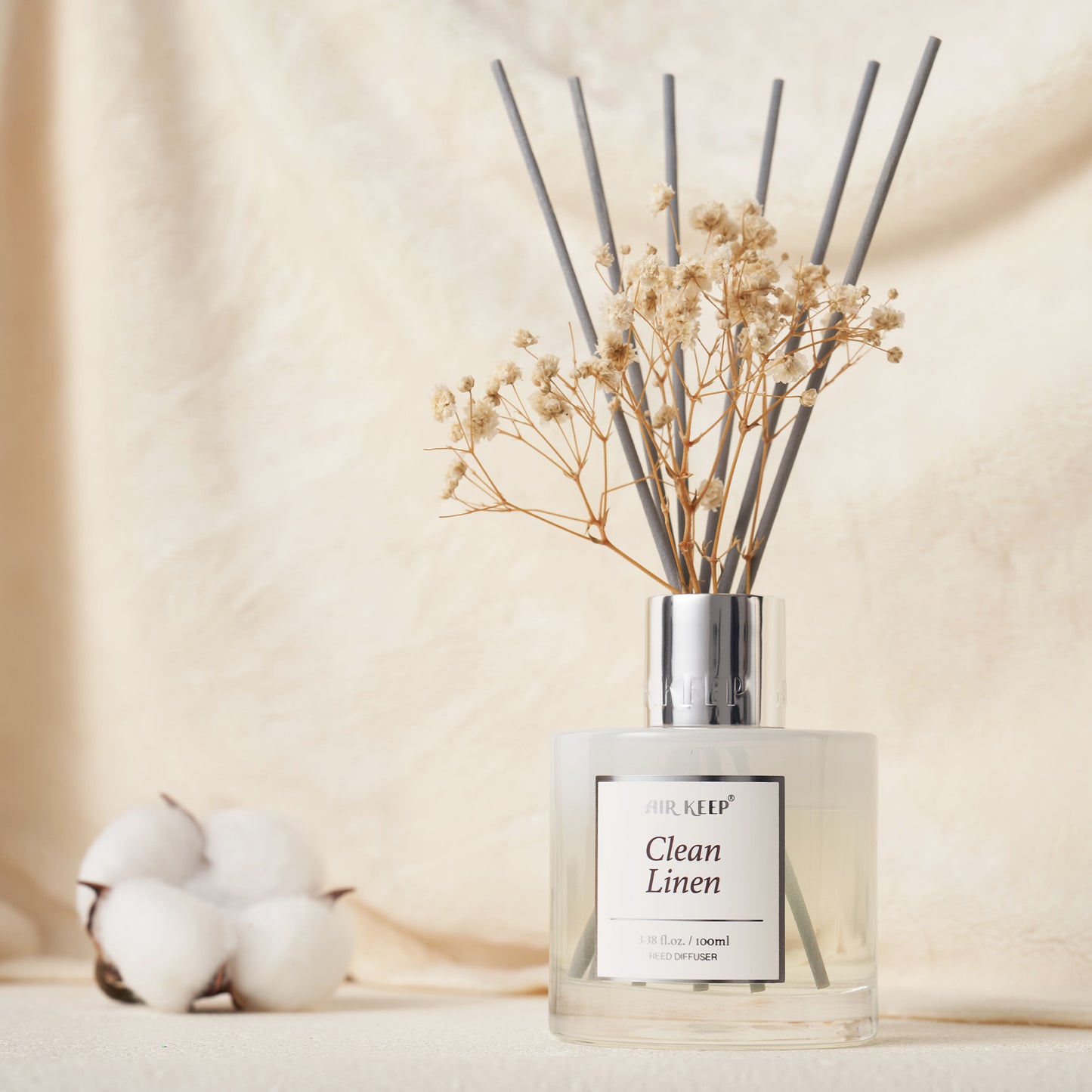 Airkeep Clean Linen Reed Diffuser Set 3.38 fl oz