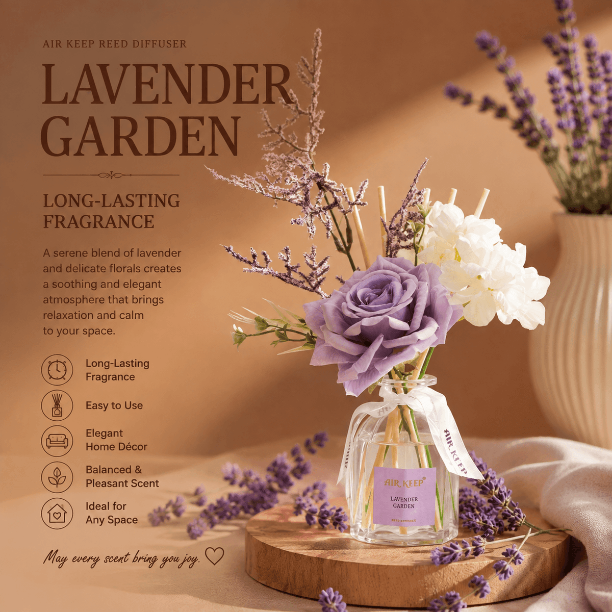 Airkeep Lavender Garden Floral  120ml Reed Diffuser