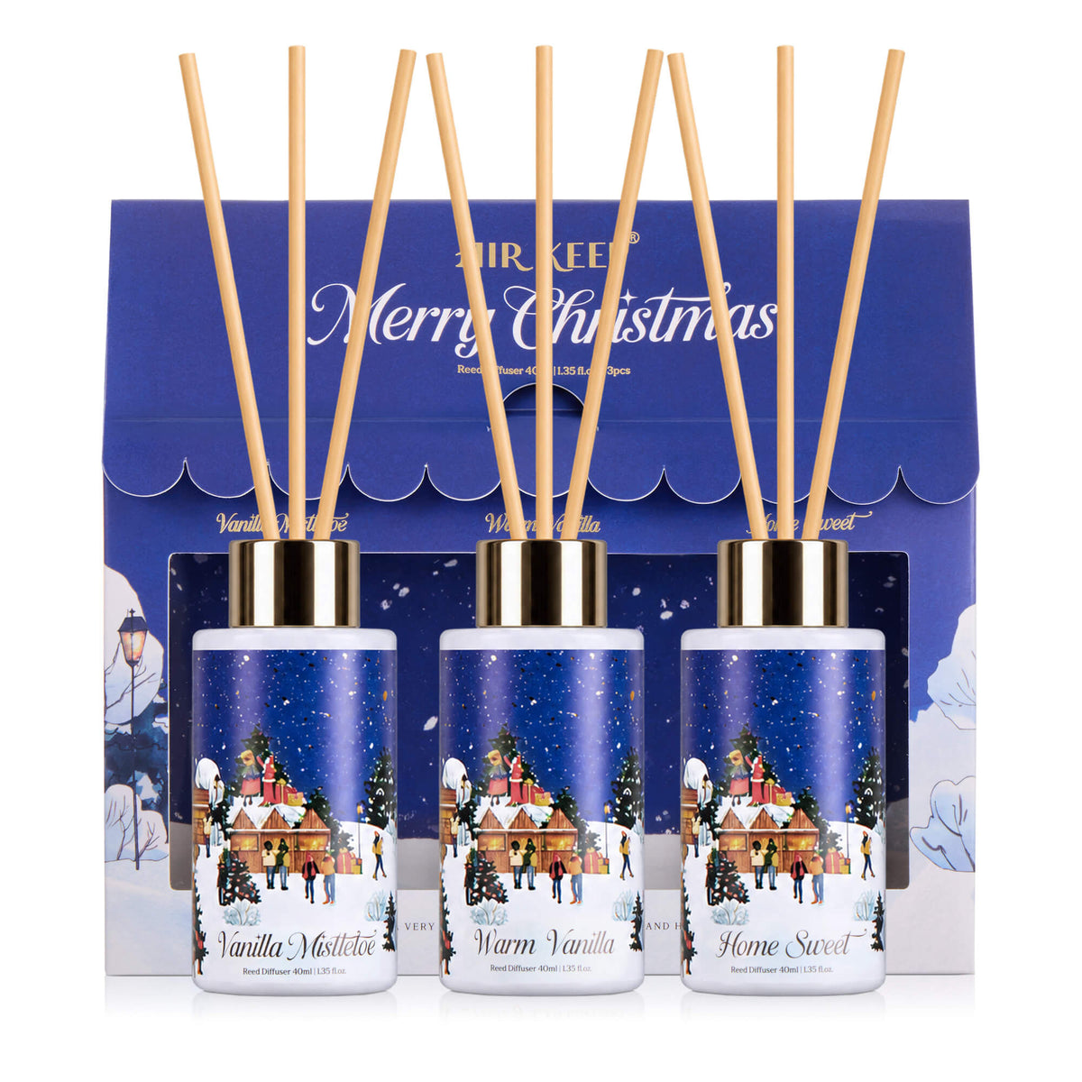 Airkeep Vanilla Mistletoe / Warm Vanilla / Home Sweet Gift Set 3 x 40ml Reed Diffuser