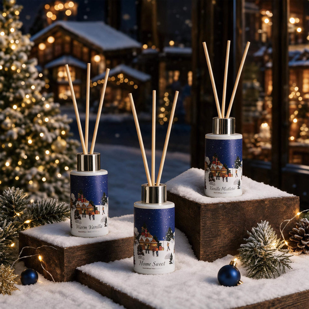 Airkeep Vanilla Mistletoe / Warm Vanilla / Home Sweet Gift Set 3 x 40ml Reed Diffuser