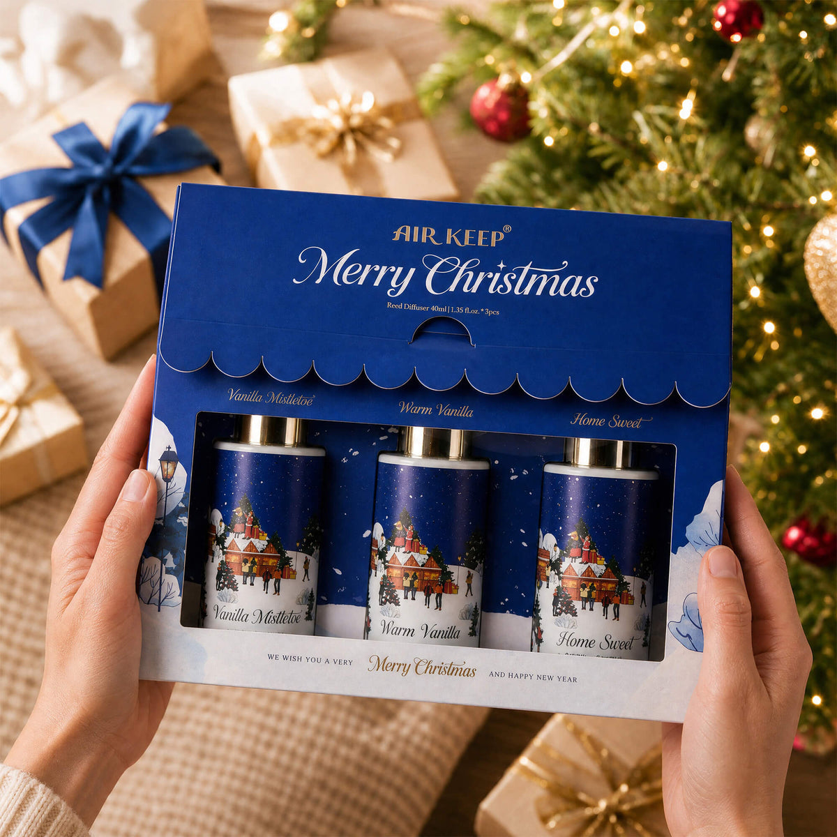 Airkeep Vanilla Mistletoe / Warm Vanilla / Home Sweet Gift Set 3 x 40ml Reed Diffuser