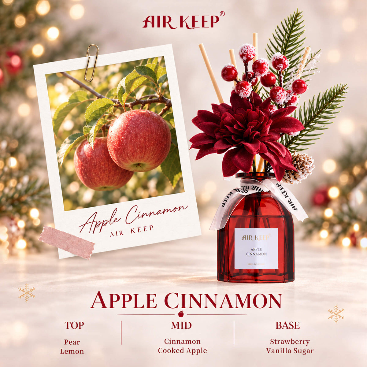 Airkeep Apple Cinnamon Floral  120ml Reed Diffuser