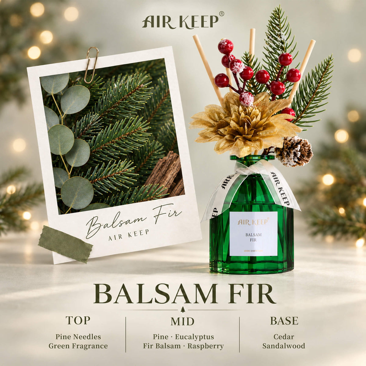 Airkeep Balsam Fir Floral  120ml Reed Diffuser