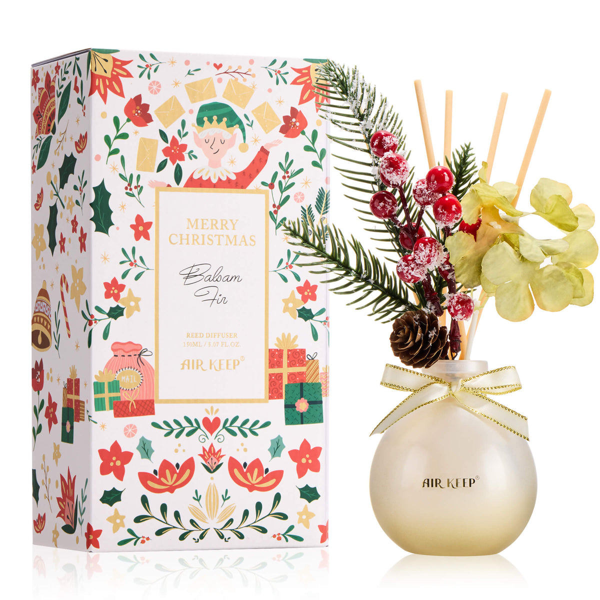 Airkeep Balsam&Fir Christmas Round Bottle  150ml Reed Diffuser