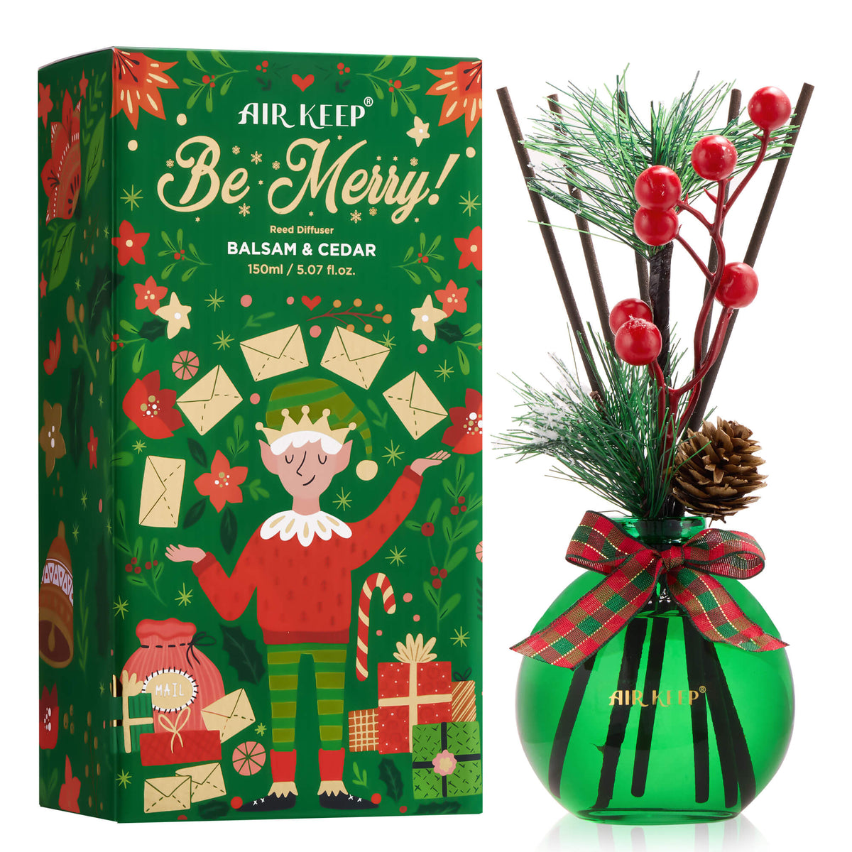 Airkeep Balsam&Cedar Christmas Round Bottle  150ml Reed Diffuser