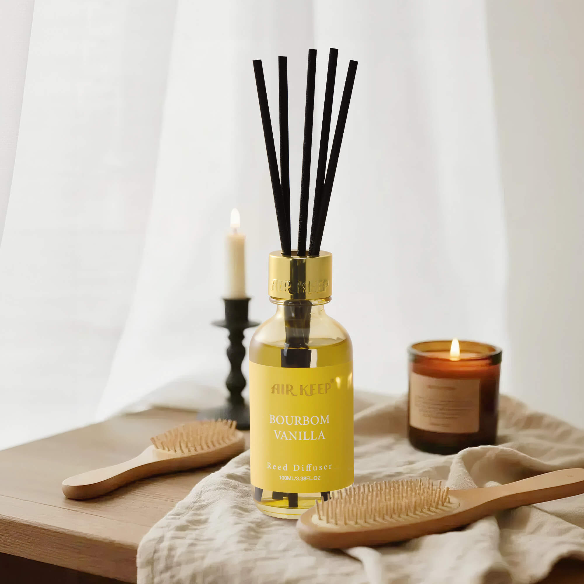 Airkeep Bourbom Vanilla Reed Diffuser Set