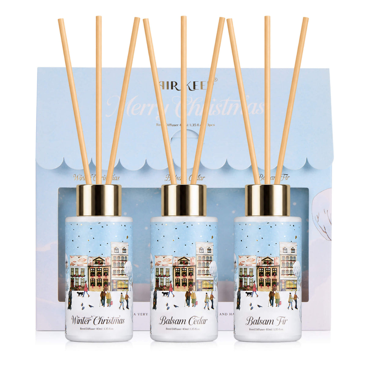 Airkeep Winter Christmas / Balsam Cedar / Balsam Fir Gift Set 3 x 40ml Reed Diffuser