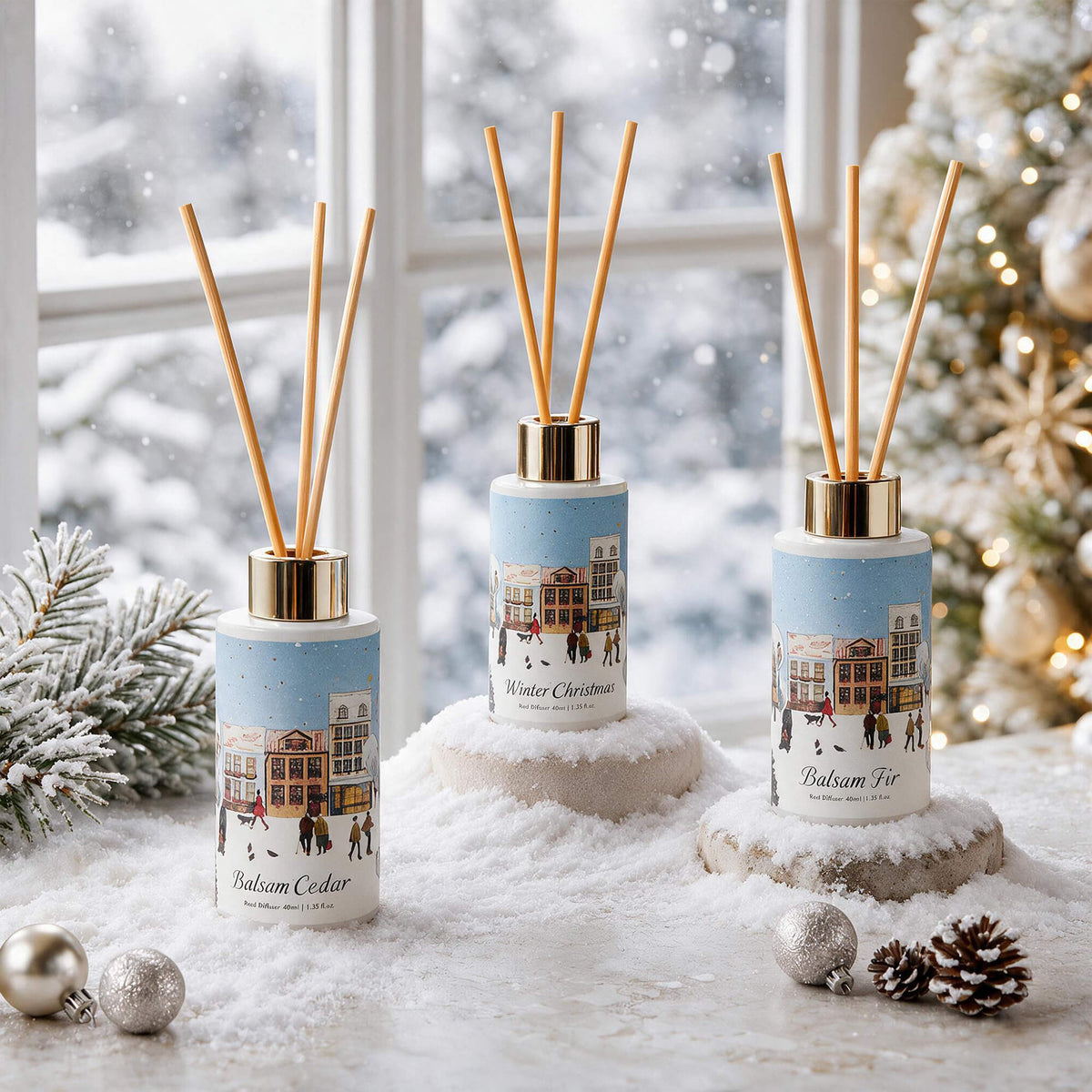 Airkeep Winter Christmas / Balsam Cedar / Balsam Fir Gift Set 3 x 40ml Reed Diffuser