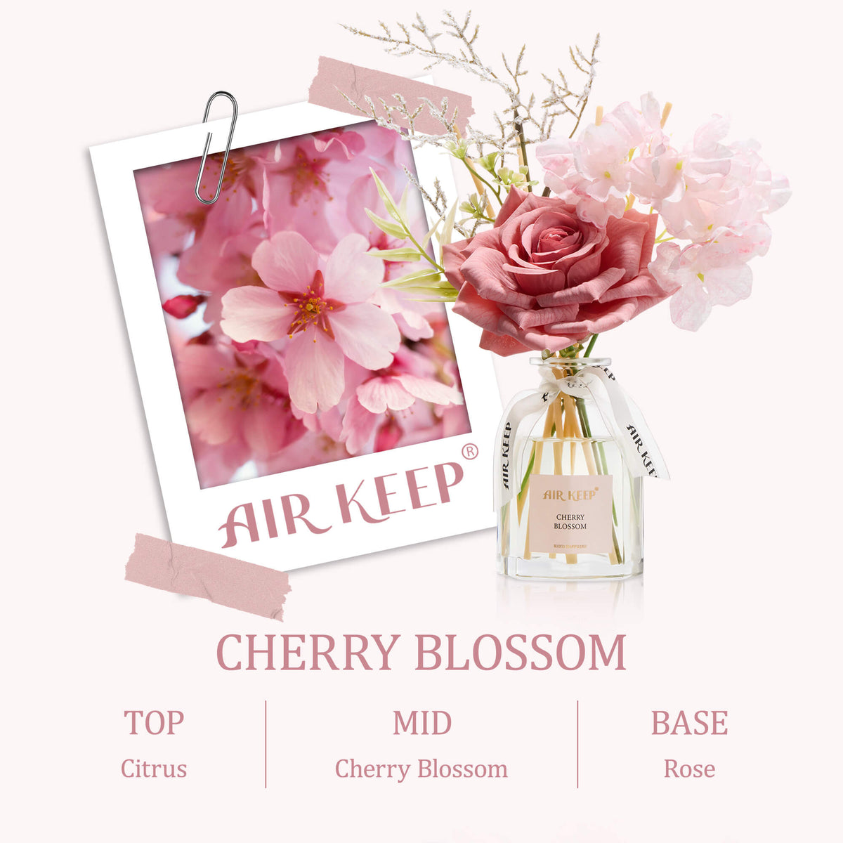 Airkeep Cherry Blossom Floral  120ml Reed Diffuser