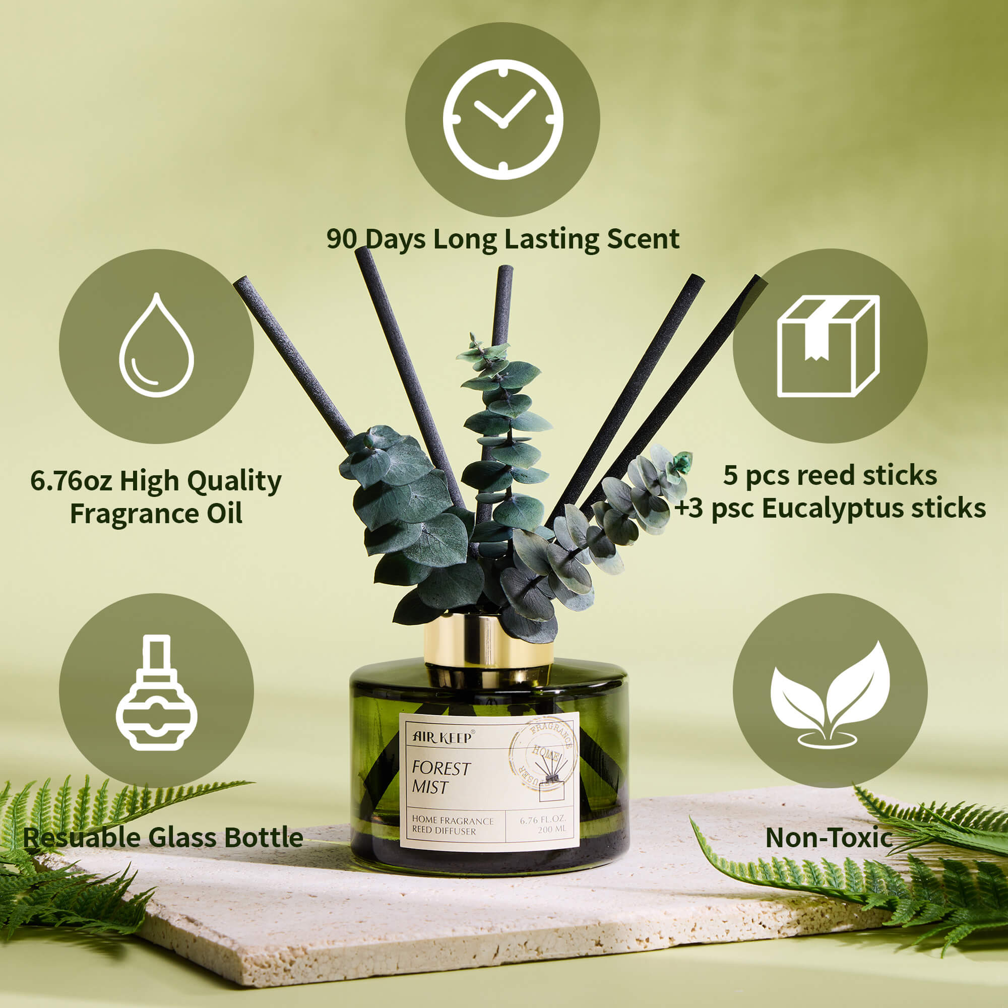 Airkeep Forest Mist Reed Diffuser Set