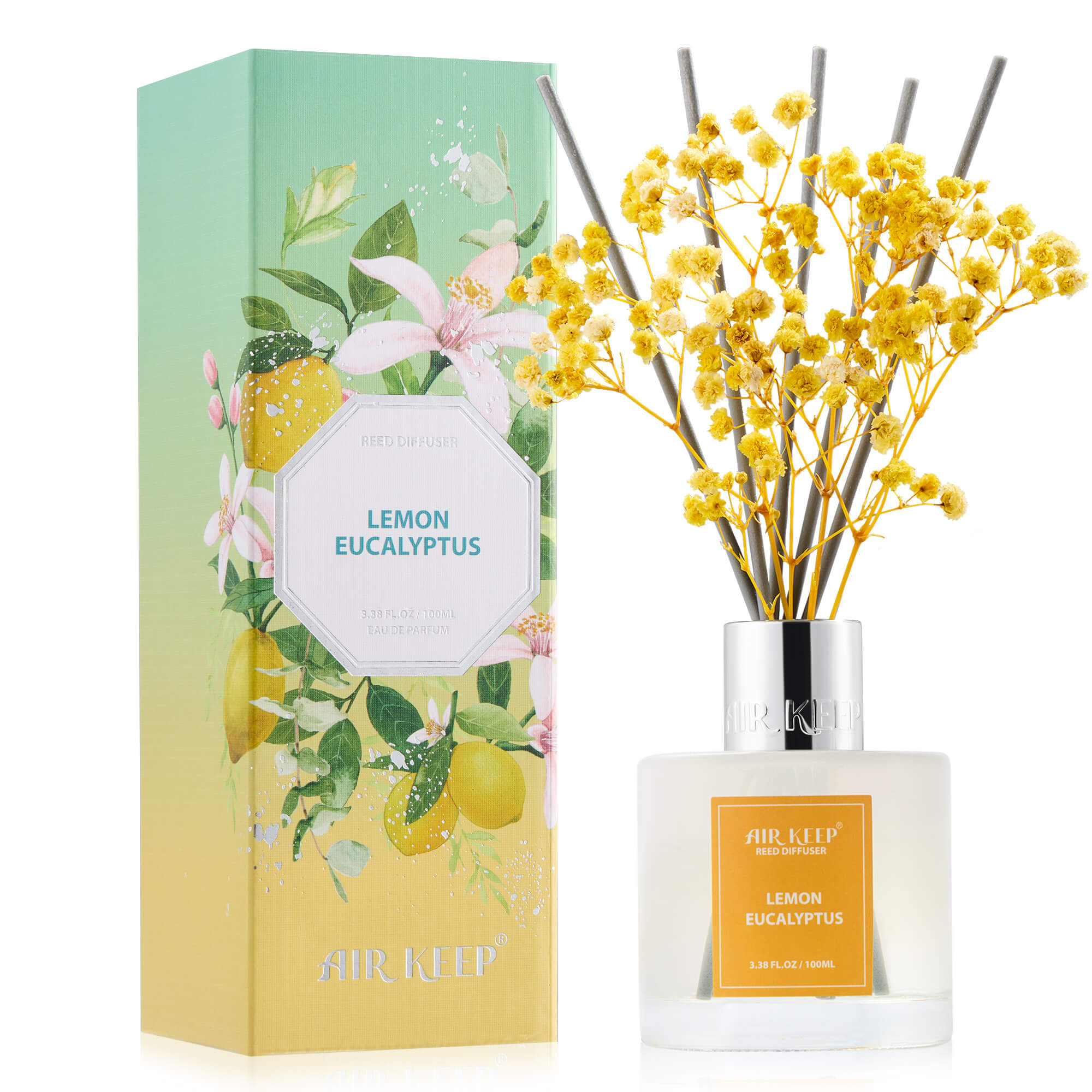 Airkeep Lemon Eucalyptus Reed Diffuser Set