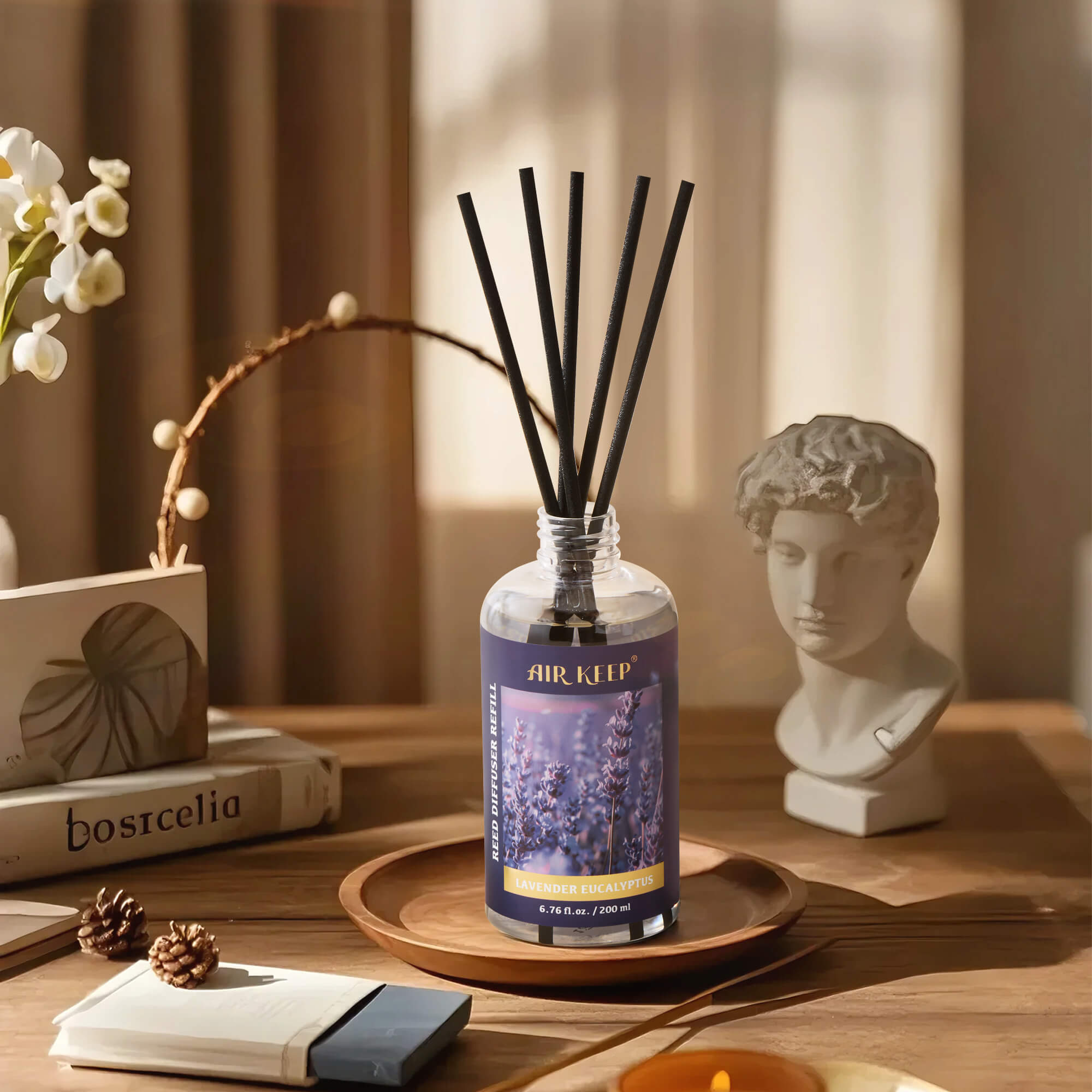 Airkeep Lavender Eucalyptus Reed Diffuser Oil Refill with Diffuser Sticks